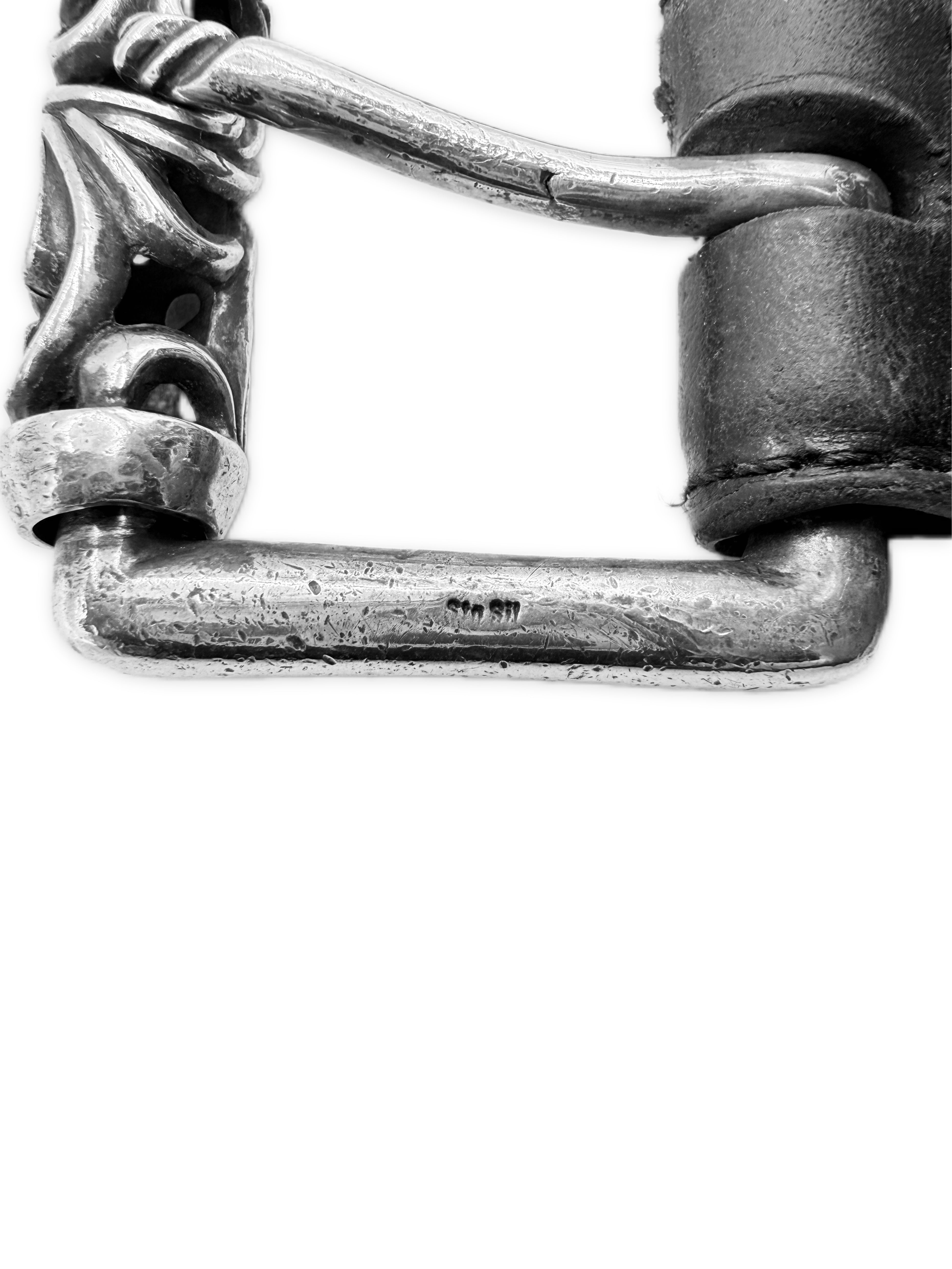 Chrome Hearts Double Roller Black Leather .925 Silver Belt