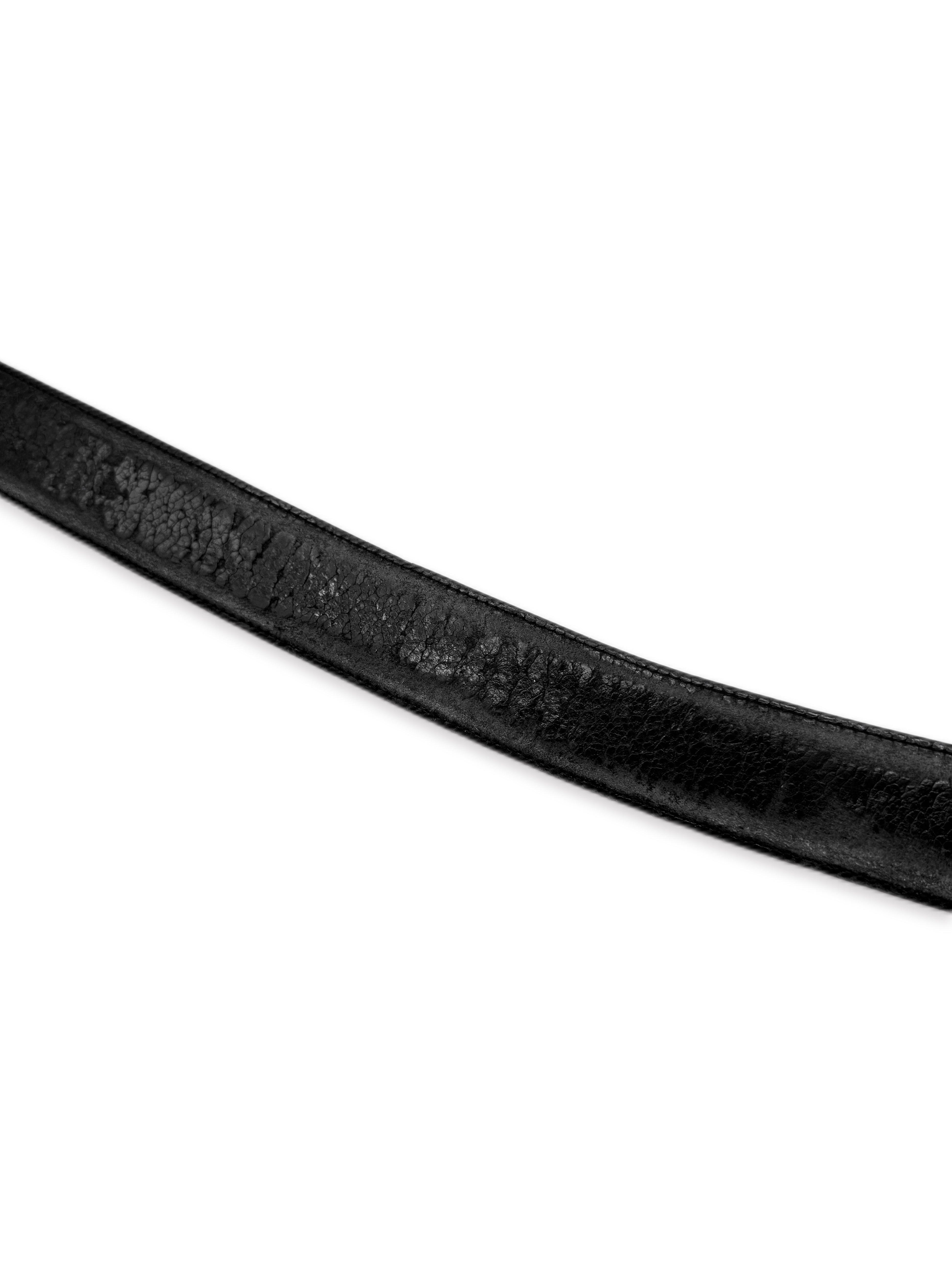 Chrome Hearts Black Leather .925 Silver Belt Strap