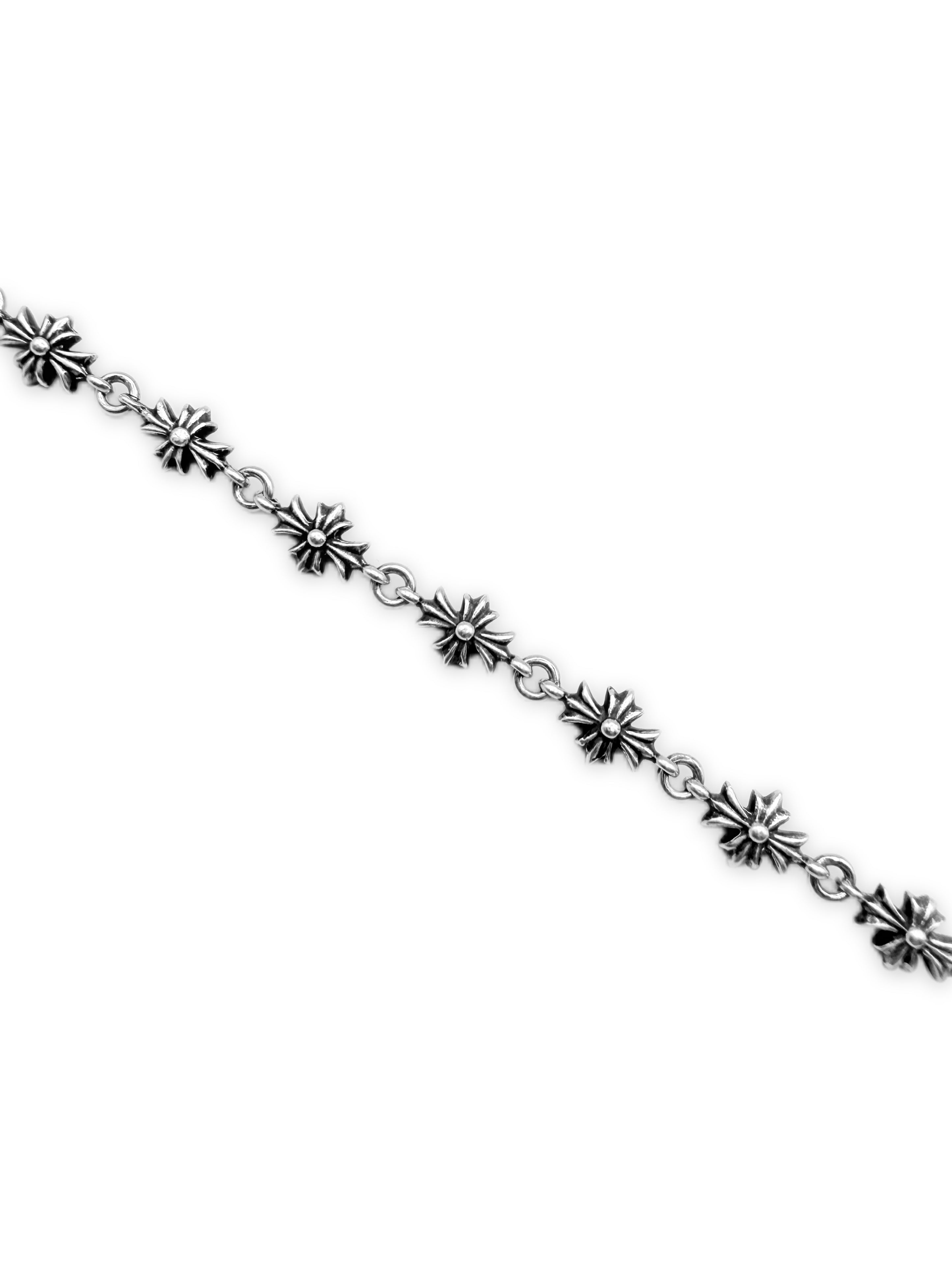 Chrome Hearts 13 Link Tiny E Cross .925 Silver Bracelet