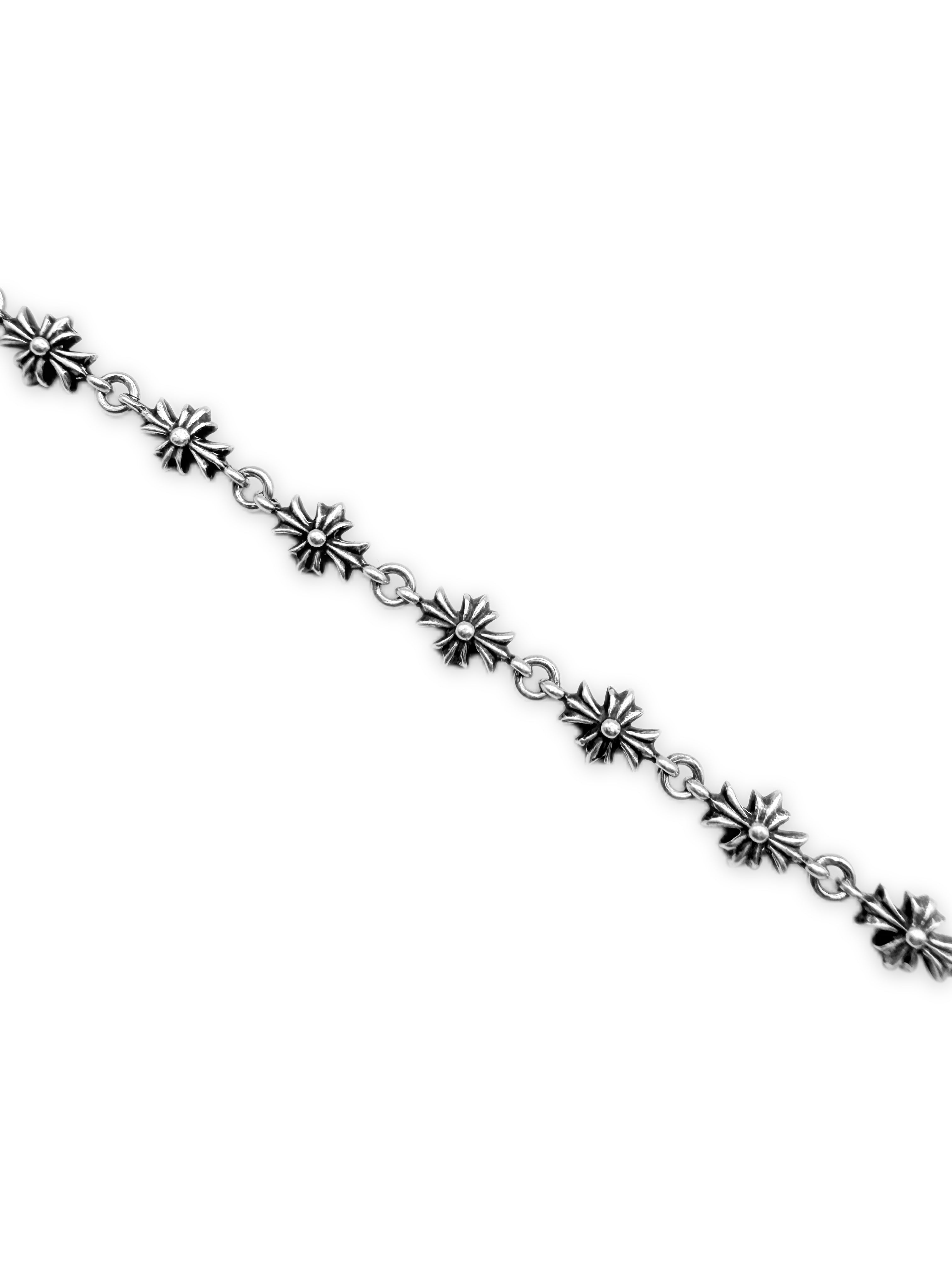 Chrome Hearts 13 Link Tiny E Cross .925 Silver Bracelet