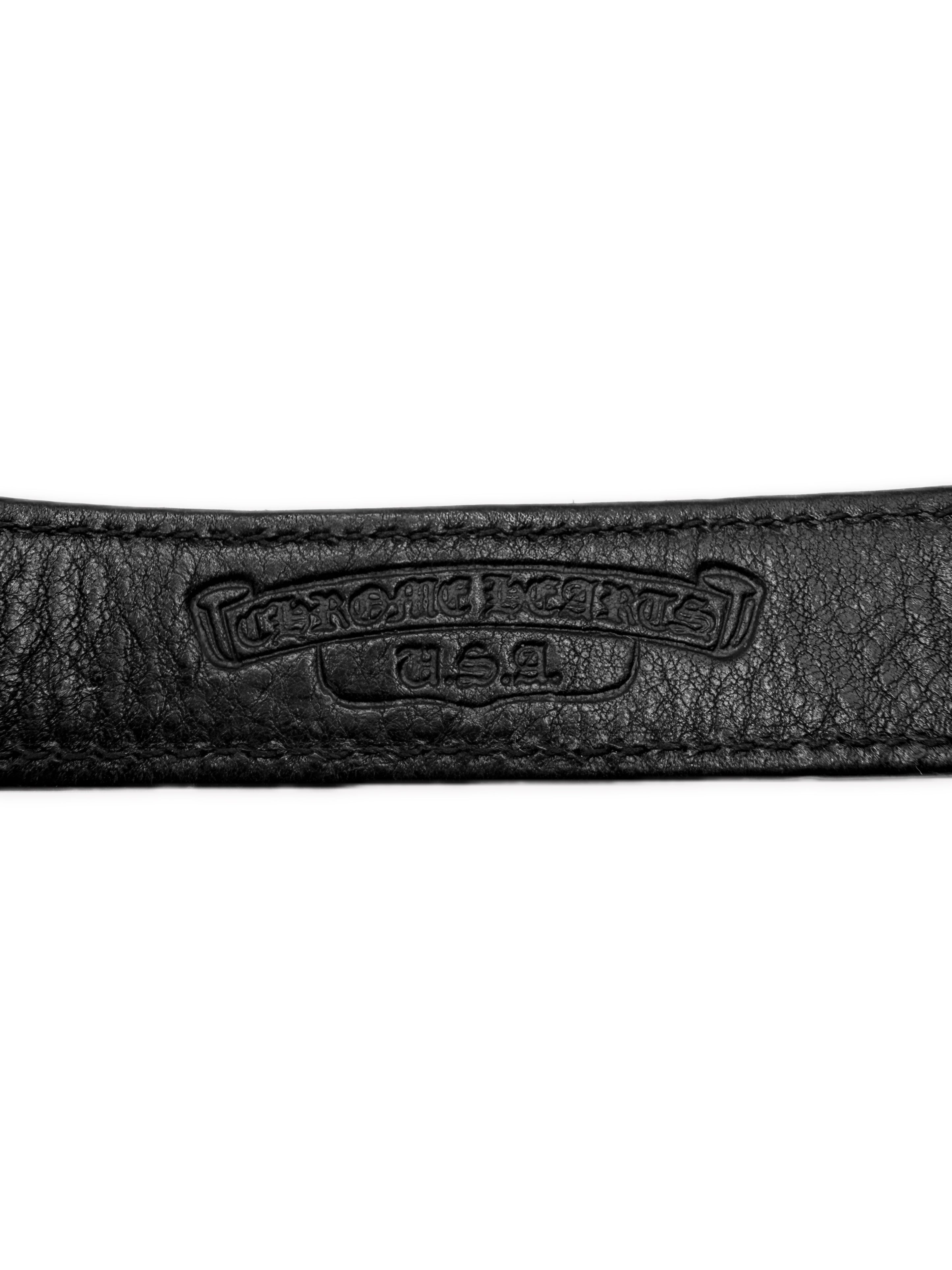 Chrome Hearts ‘Heart’ Motif Black Leather Snap Bracelet
