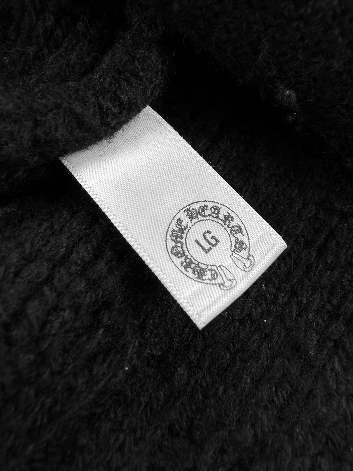 Chrome Hearts XL Leather Cross Patch Cashmere Knit Black Zip Up Hoodie