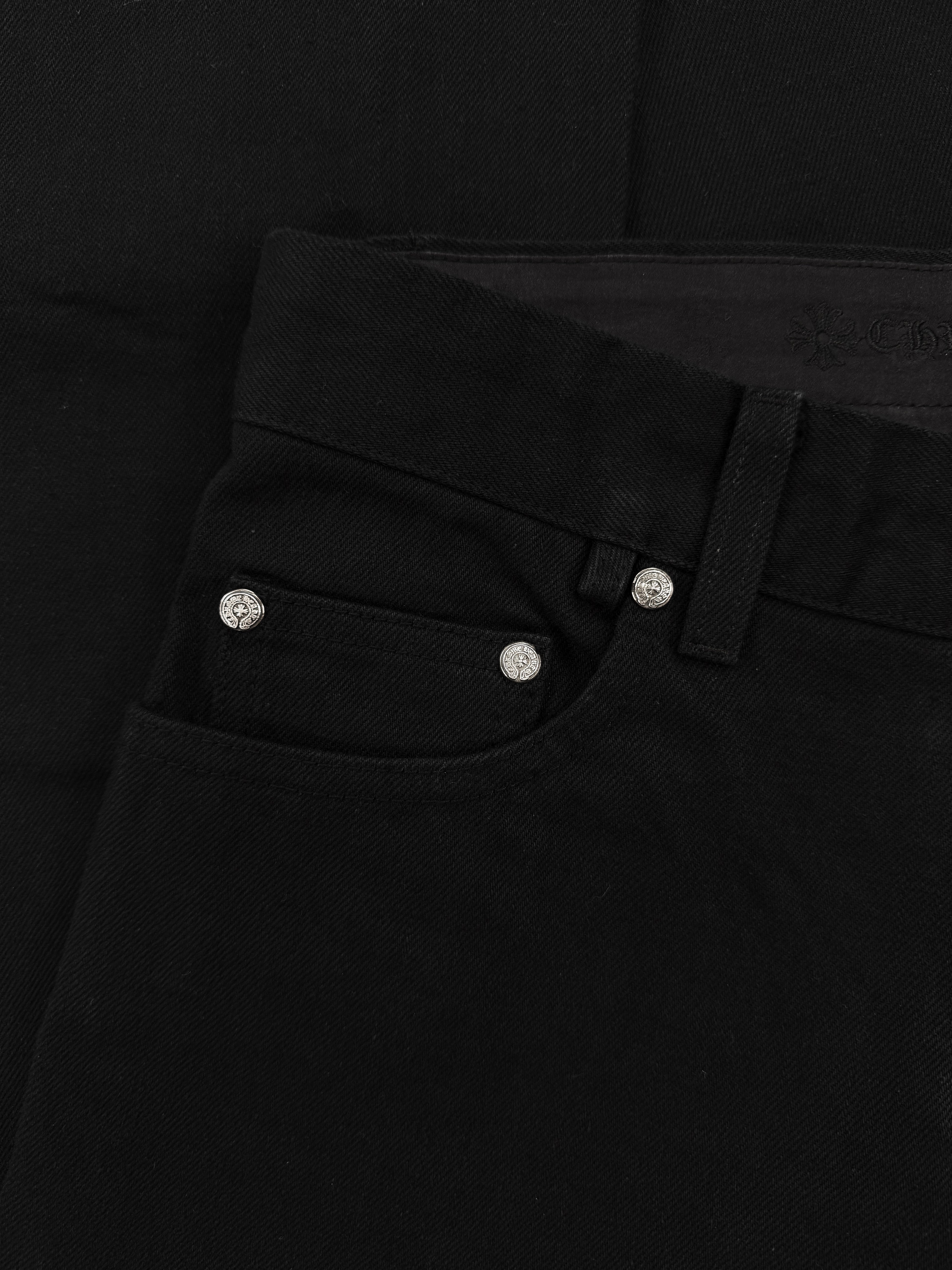Chrome Hearts RS Cut Flared Long Black Denim Jeans