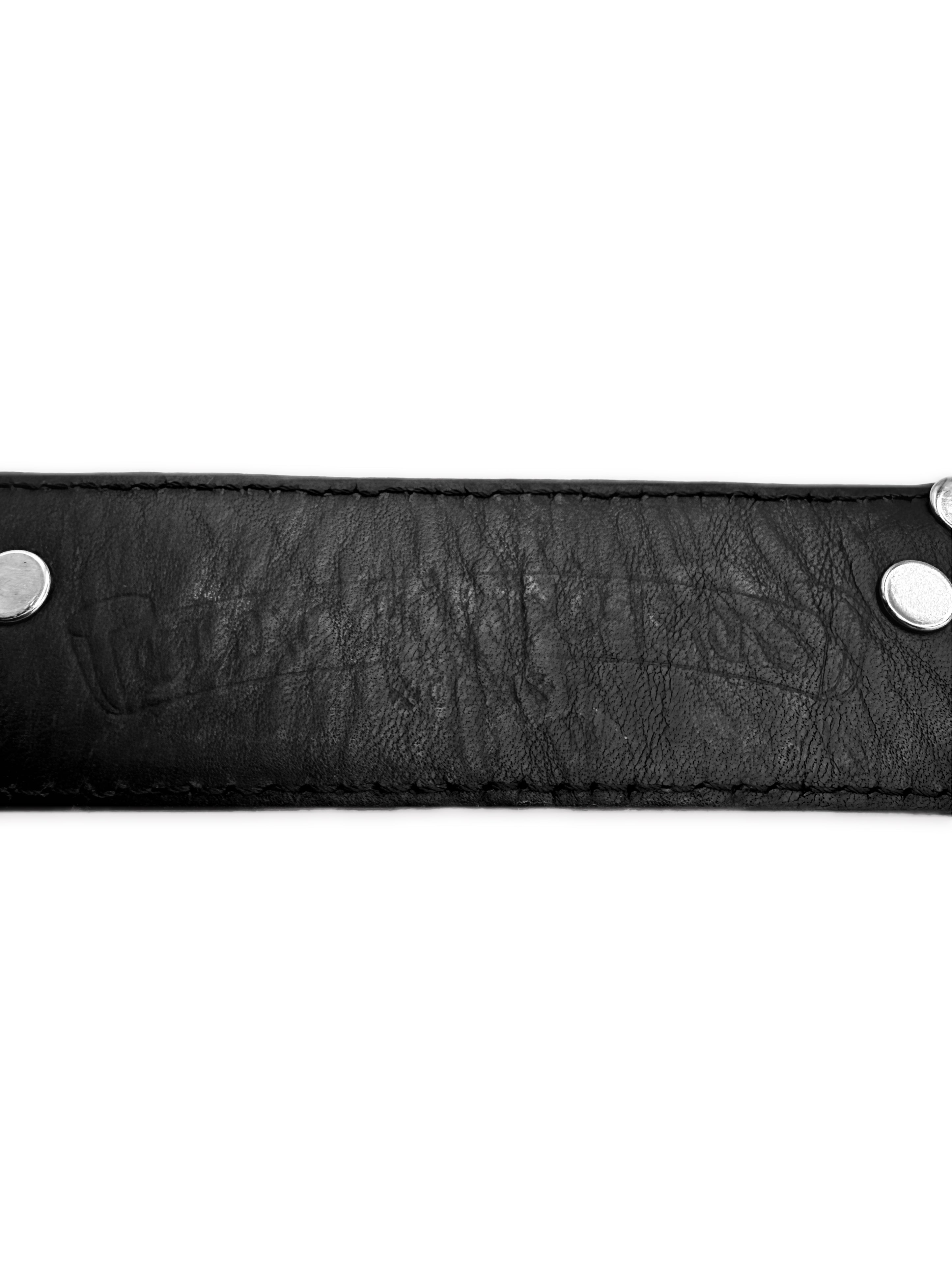 Chrome Hearts Cross Pendant .925 Silver Black Leather Belt Strap
