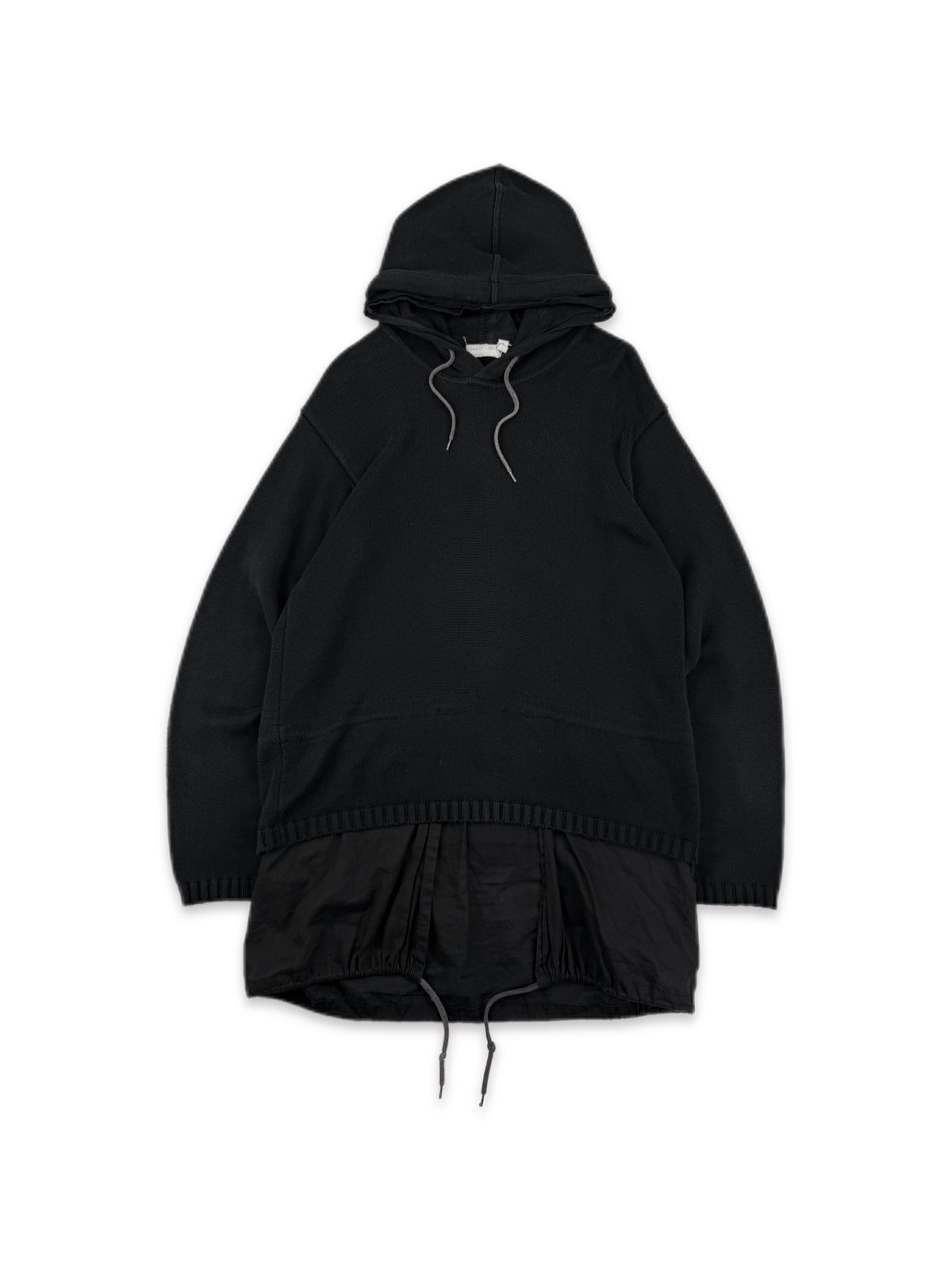 SS99 Helmut Lang Black Layered Patched Sleeve Hoodie