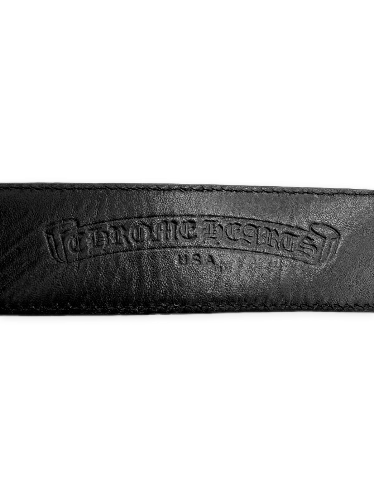 Chrome Hearts 3 Piece Western .925 Silver Black Leather Belt