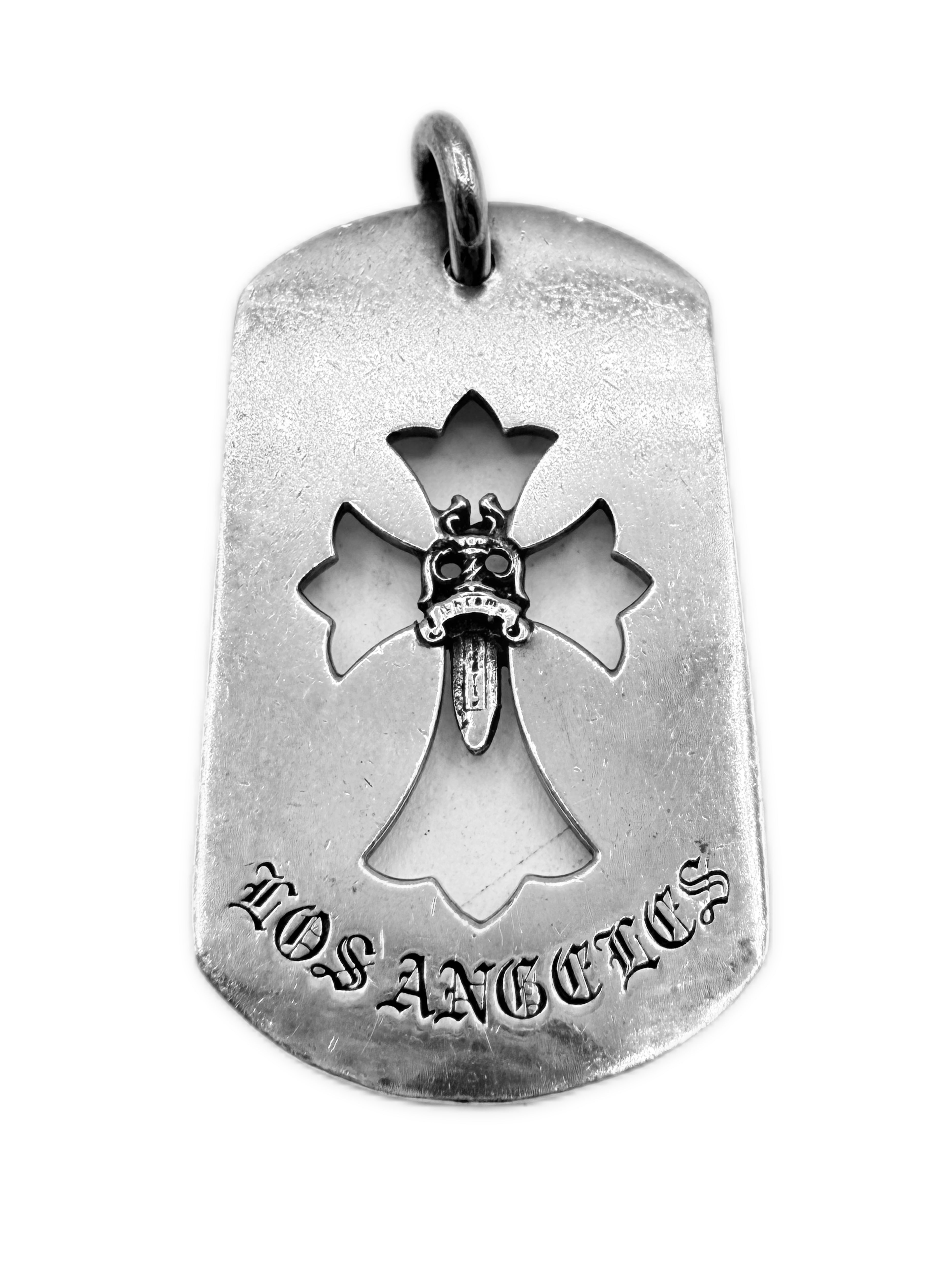 Chrome Hearts Los Angeles Dagger Cross Cut Out Dog Tag Pendant