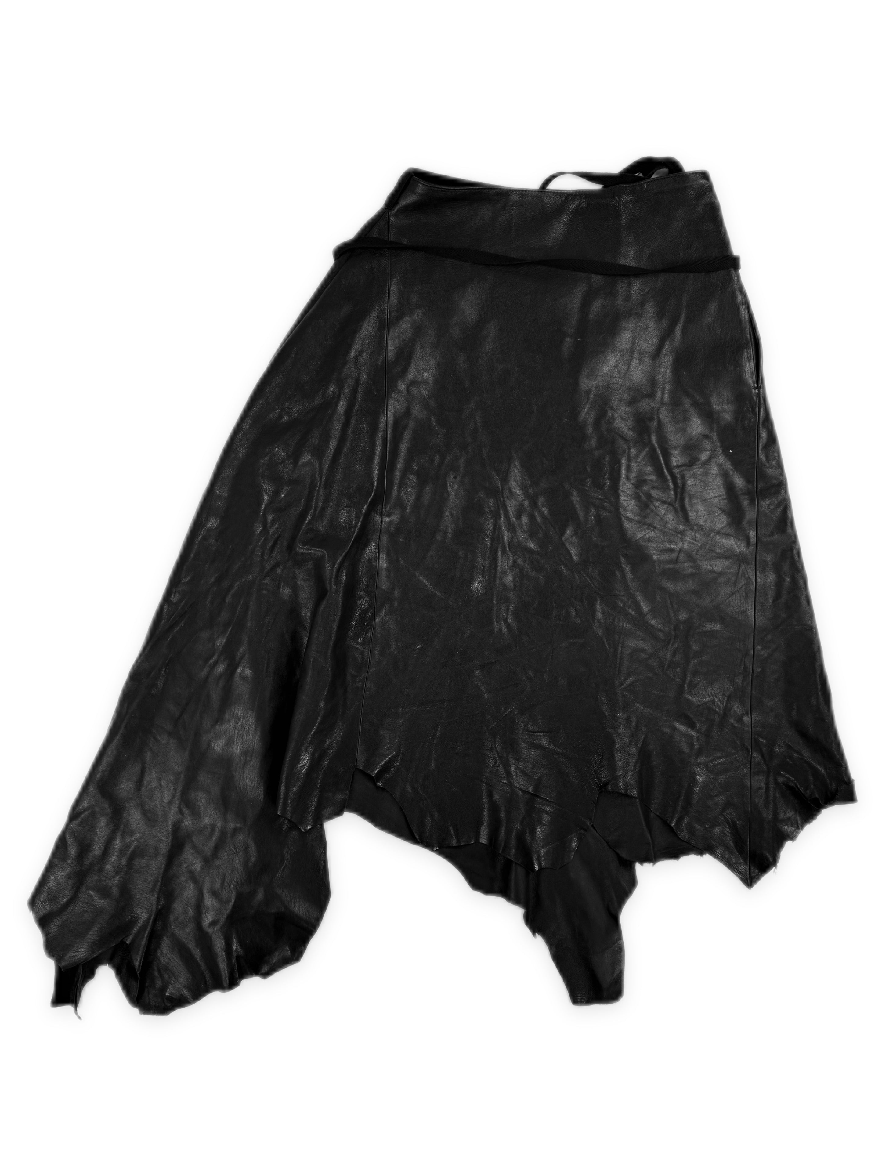 Ann Demeulemeester Black Leather Laced Kilt / Skirt