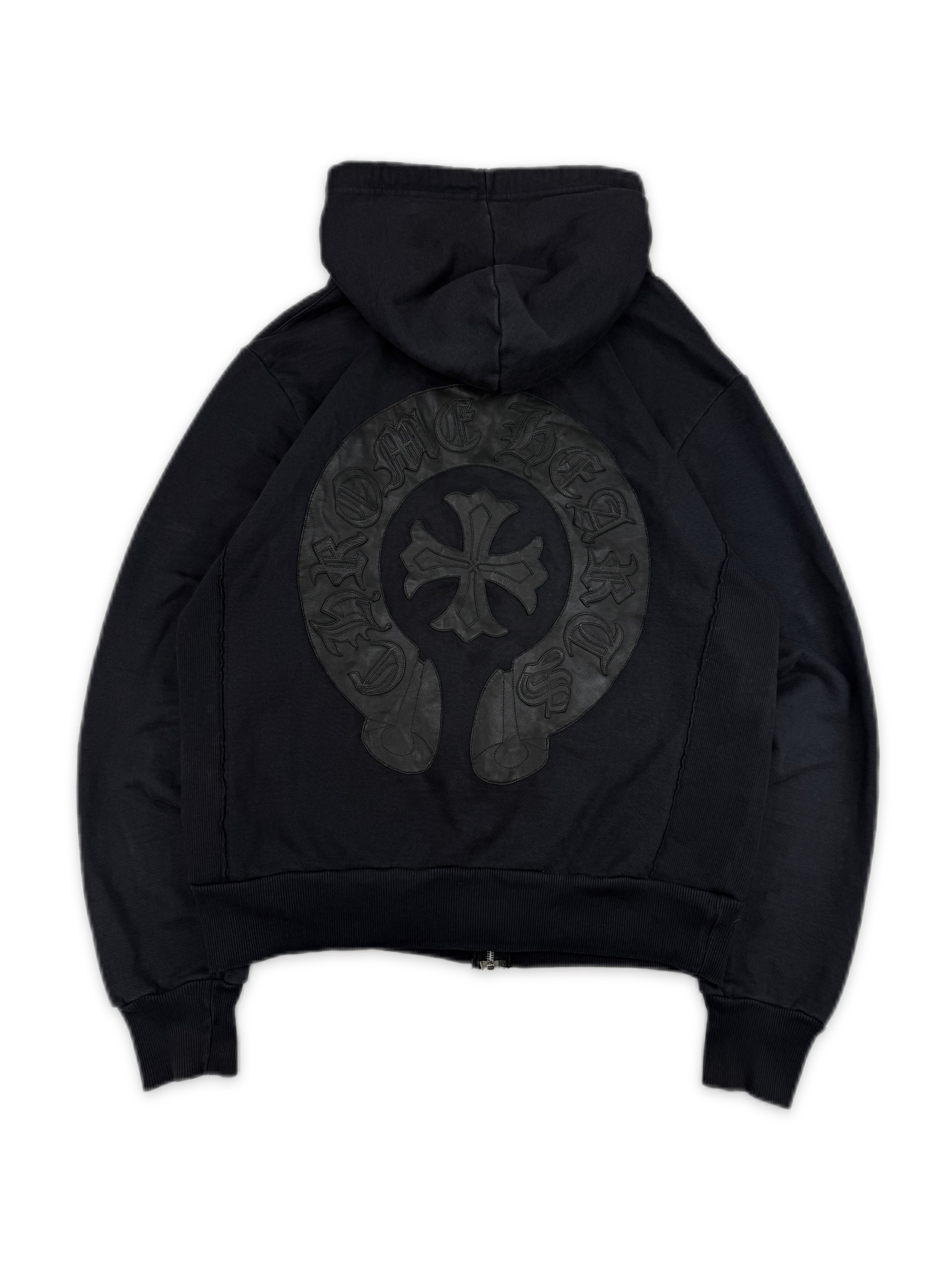 Chrome Hearts Horseshoe Leather Patch Dagger Zip Hoodie