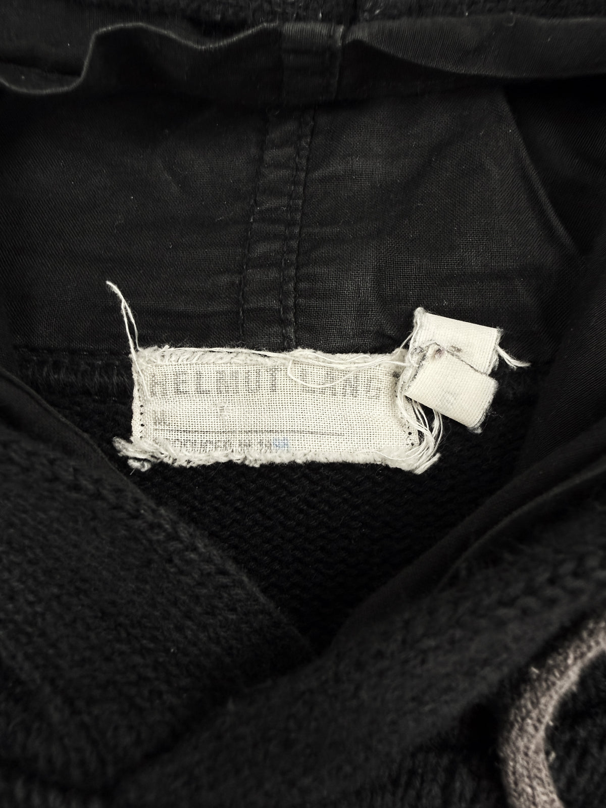 SS99 Helmut Lang Black Layered Patched Sleeve Hoodie