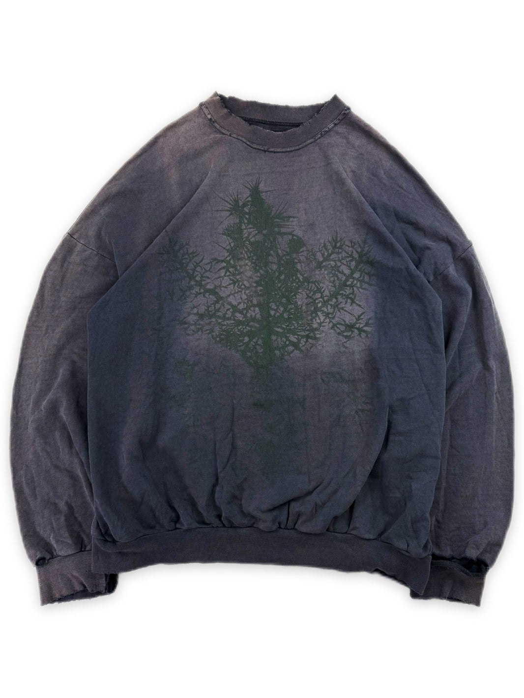 AW02 Raf Simons ‘Thorns’ Virginia Creeper Raglan Sun Faded Navy Blue Crewneck
