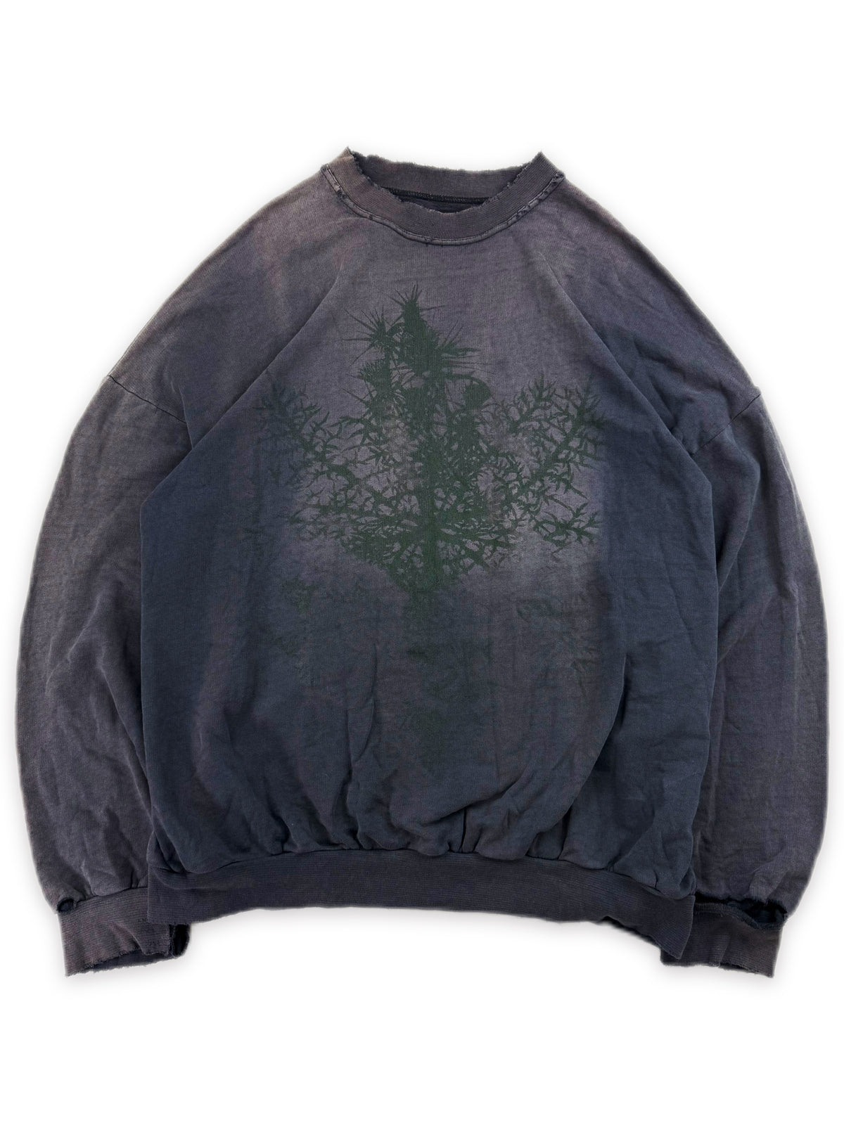 AW02 Raf Simons ‘Thorns’ Virginia Creeper Raglan Sun Faded Navy Blue Crewneck