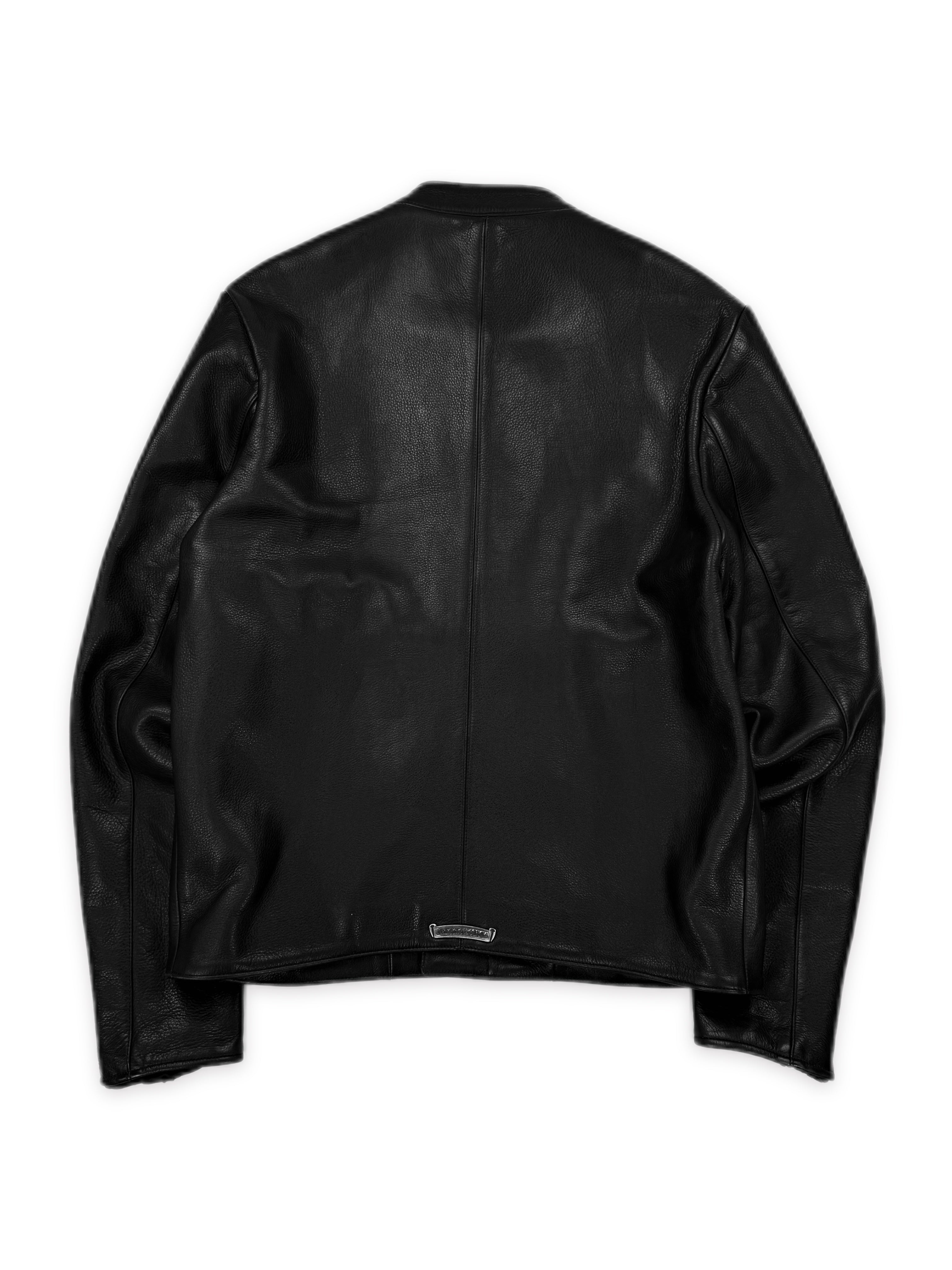 Chrome Hearts Moto Cafe Racer Dagger Zip Leather Jacket