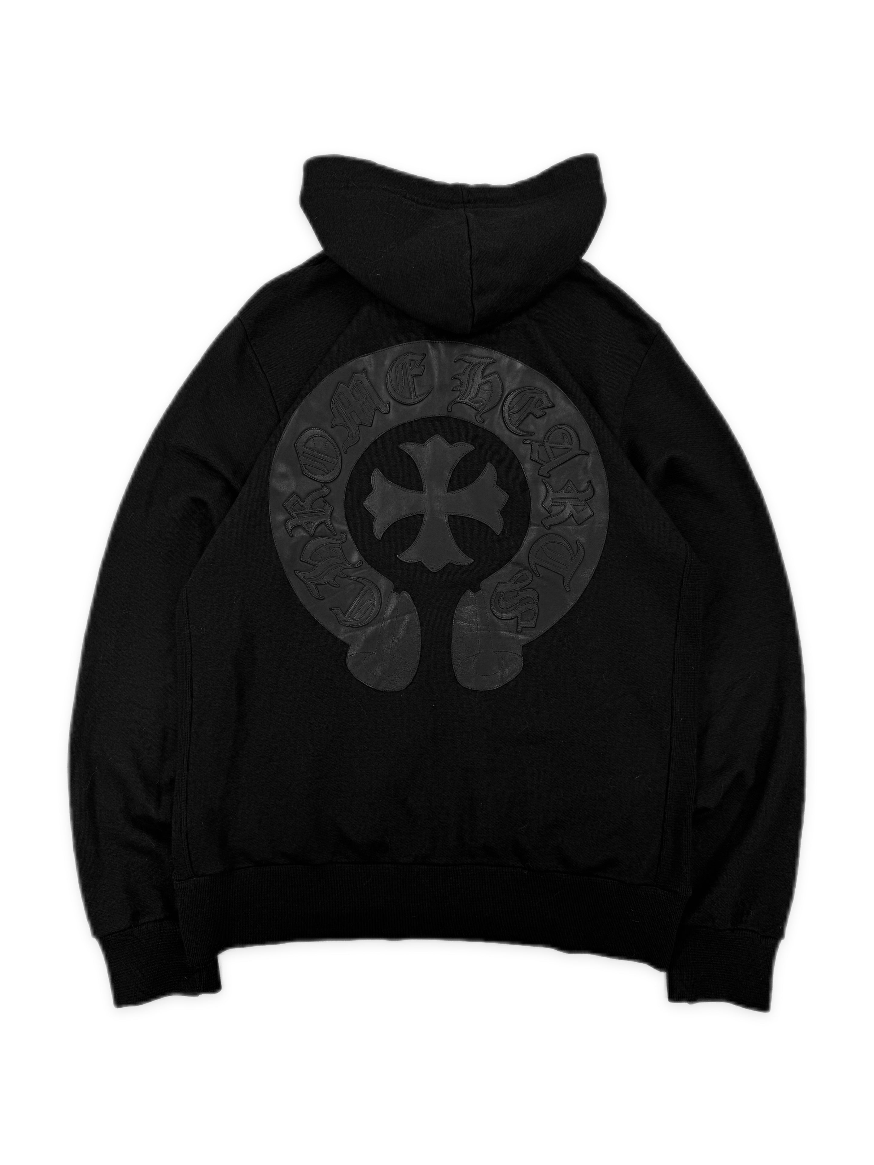 Chrome Hearts Horse Shoe Leather Plus Patch Zip Up Hoodie