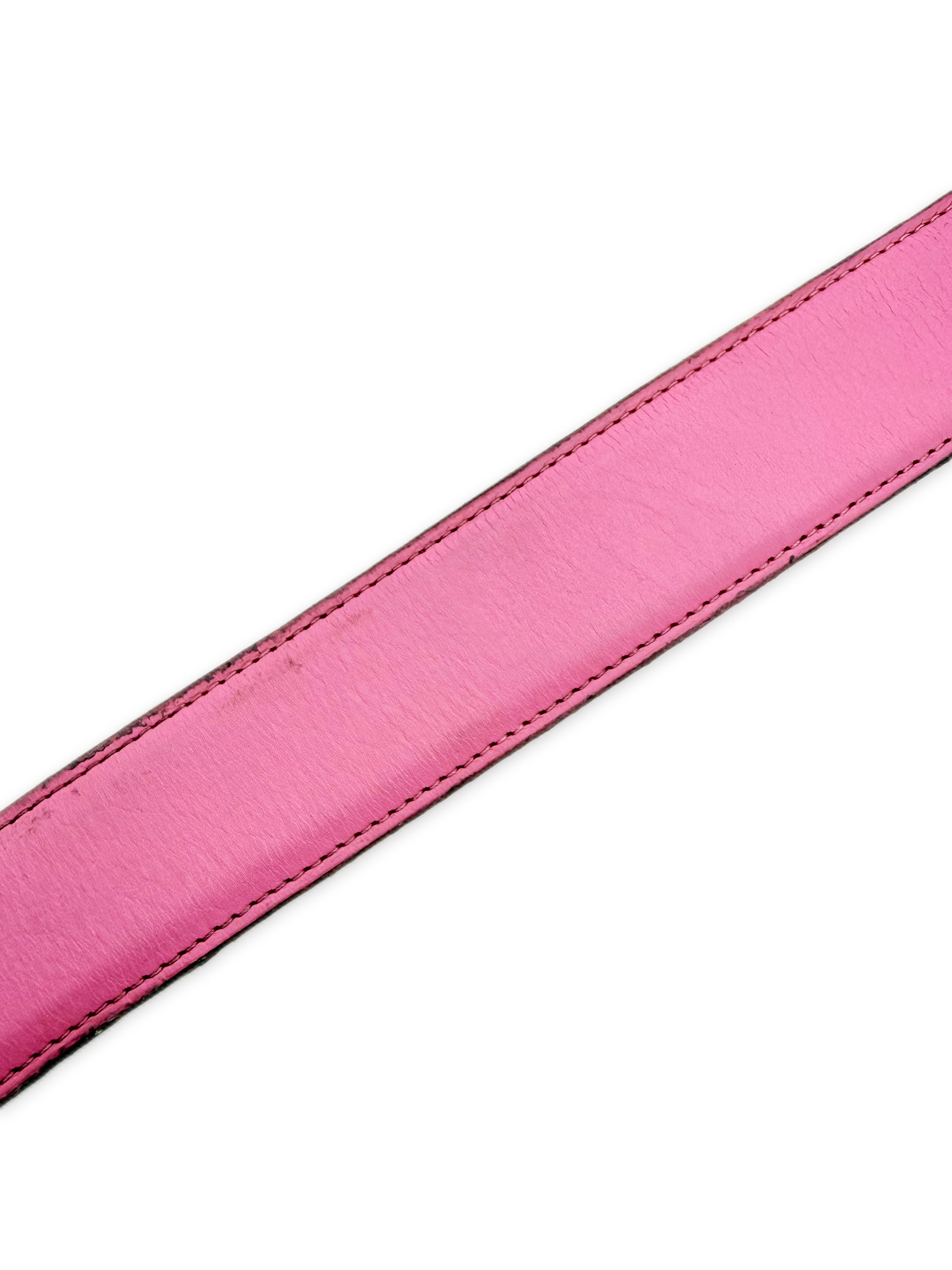 Chrome Hearts Baby Pink Rhodium Two Tone Leather Belt Strap