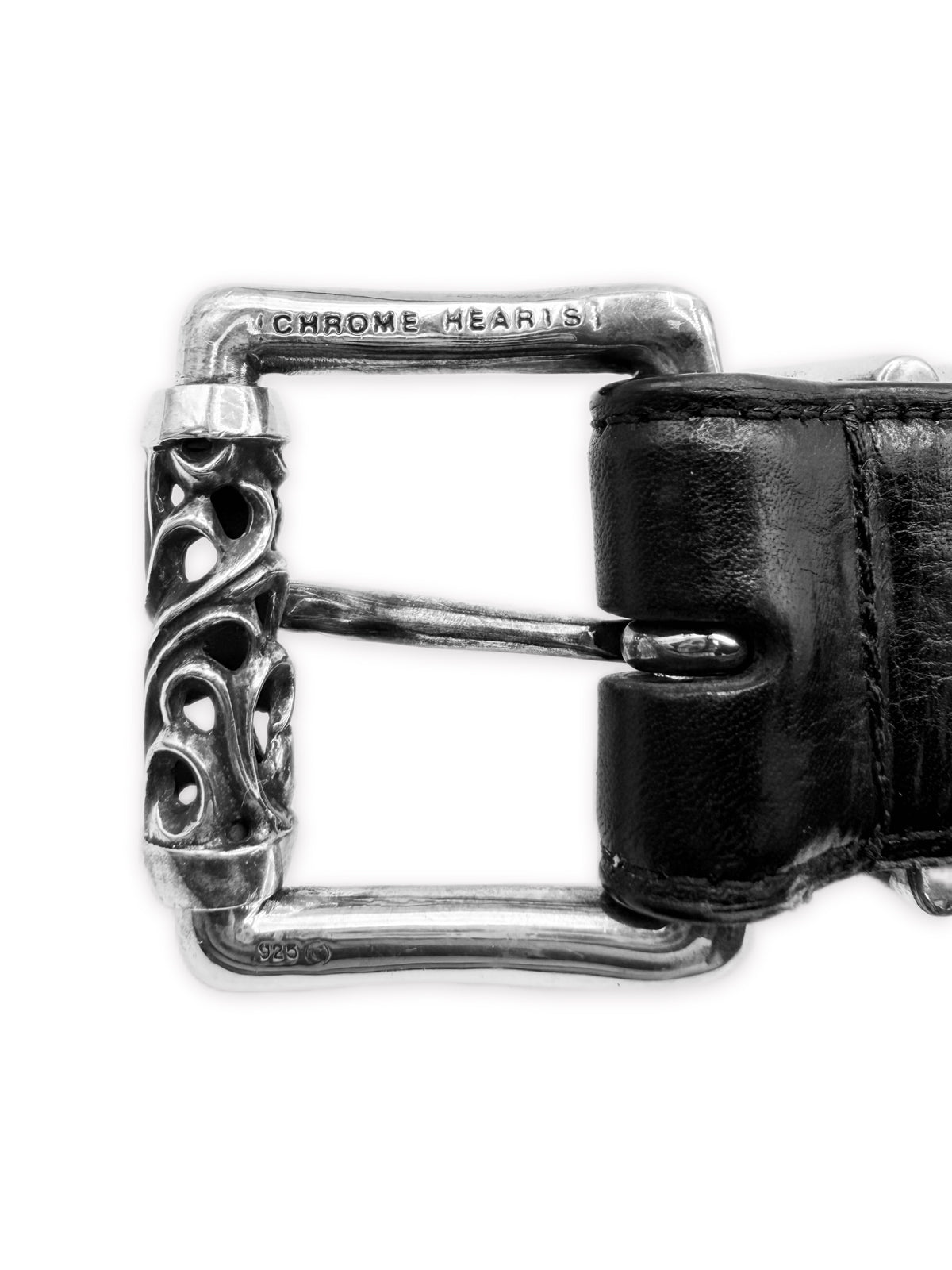 Chrome Hearts Roller Black Leather .925 Silver Belt