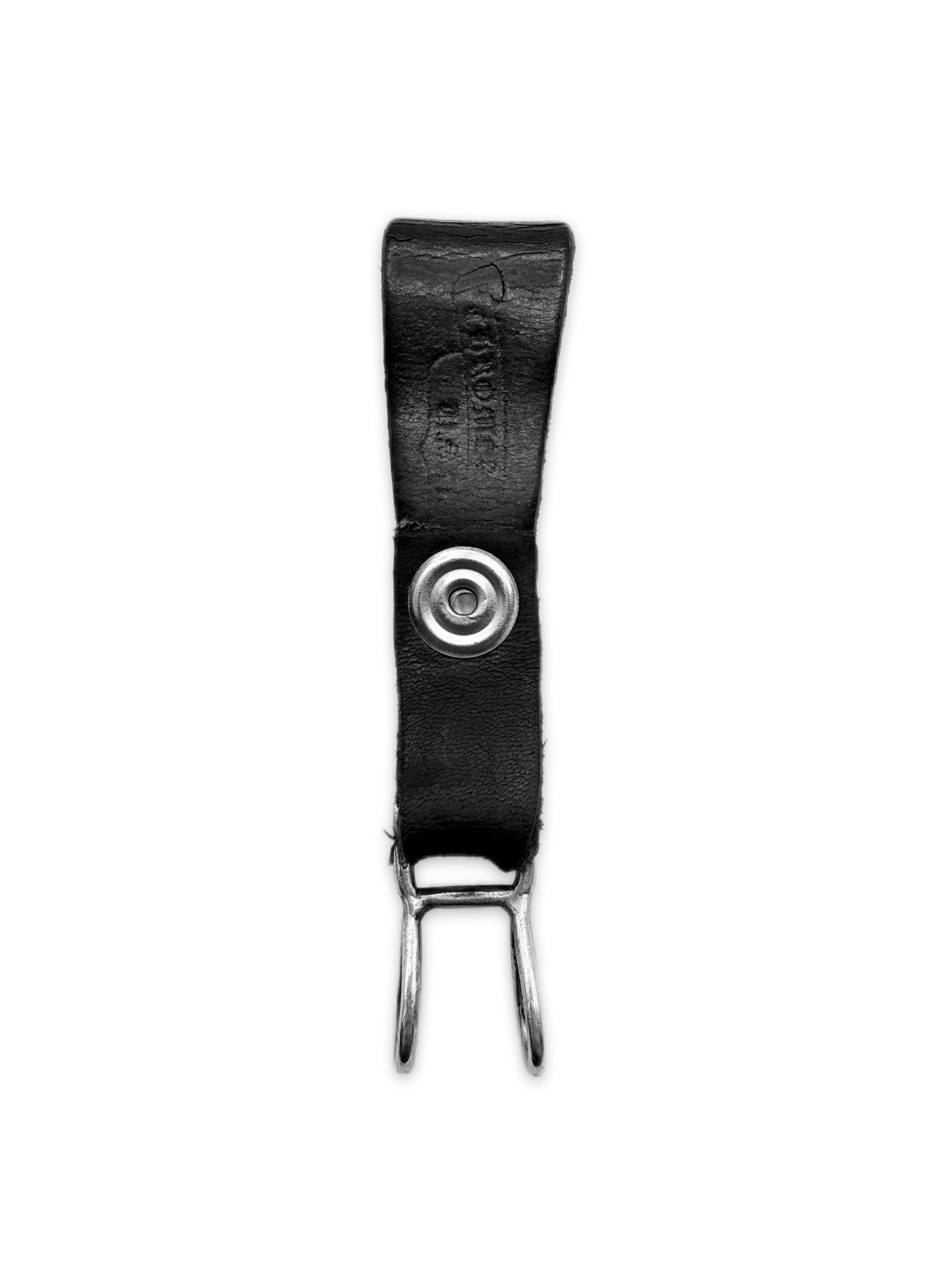 Chrome Hearts Black Leather Plus Button Belt Loop Keychain