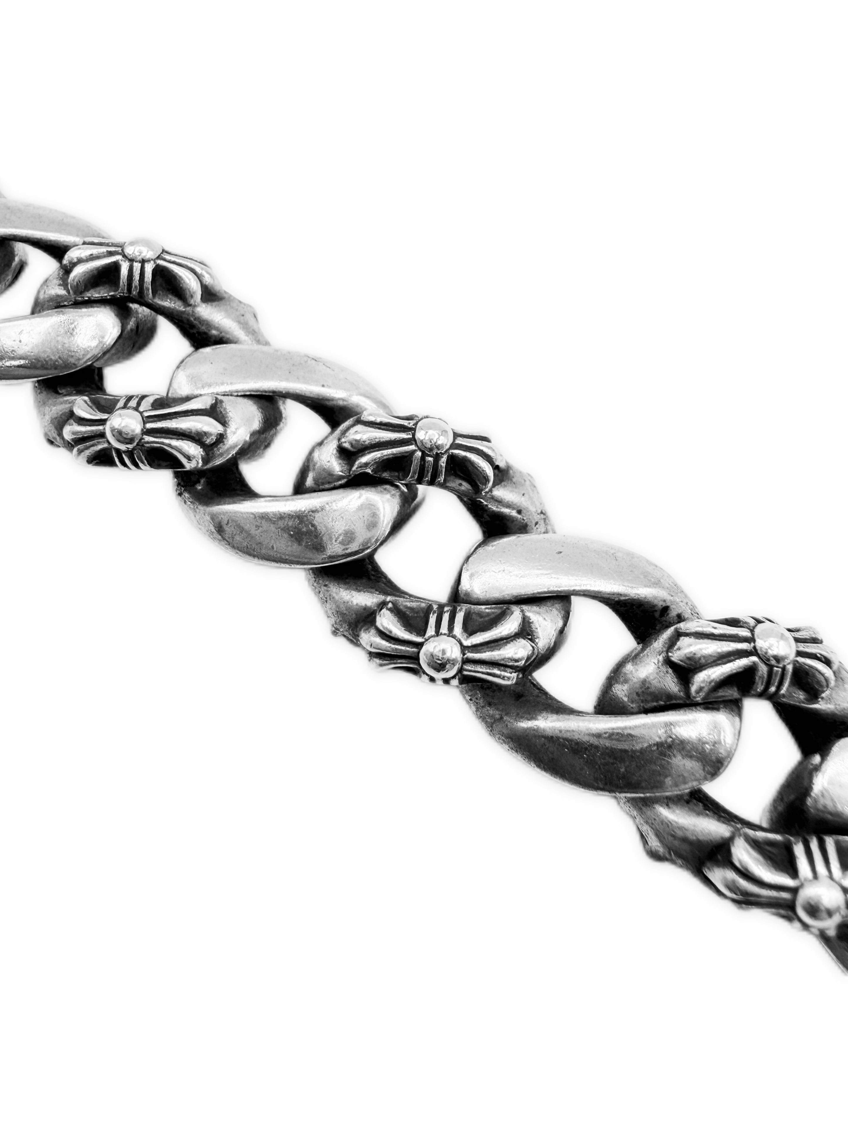 Chrome Hearts Floral ID Fancy 11 Link .925 Silver Bracelet