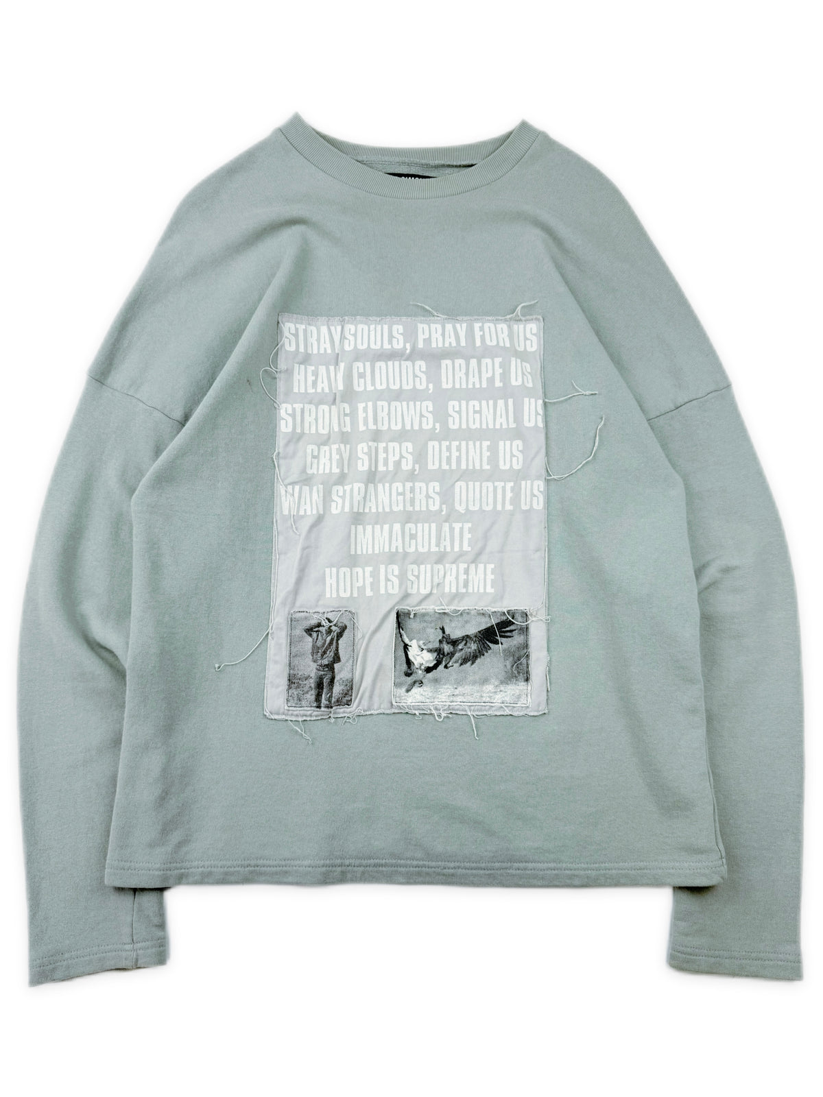 SS02 Raf Simons ‘Stray Souls’ Teal Patch Graphic Crewneck