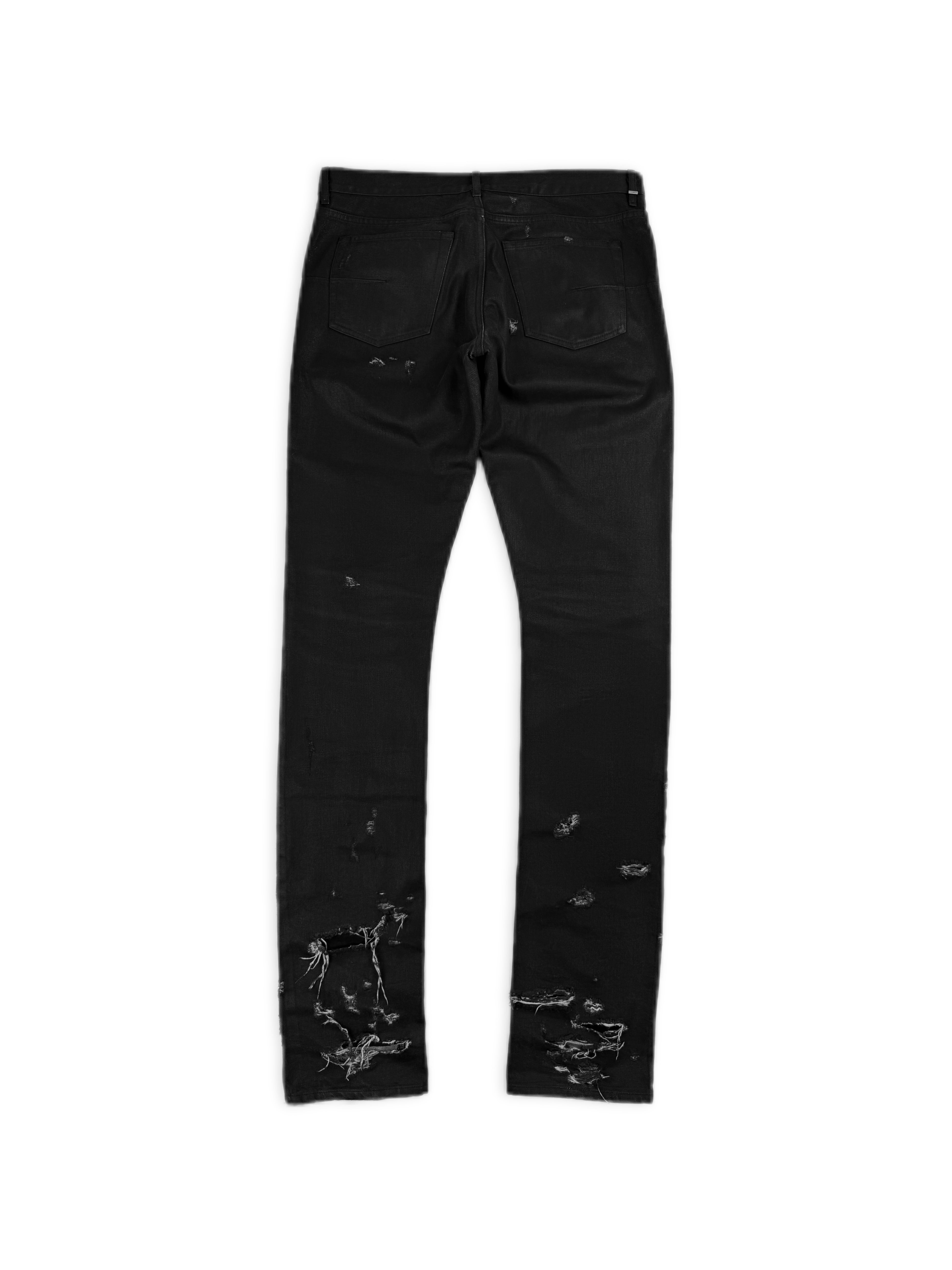 SS04 Dior Homme ‘Strip’ Runway Unaltered Distressed Wax Denim Jeans