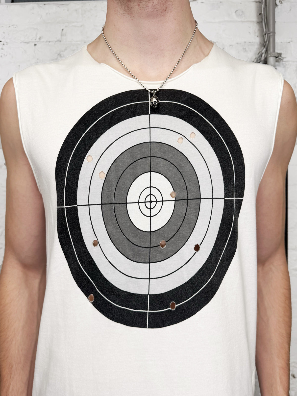 SS08 Maison Margiela ‘Target’ White Bullet Hole Tank Top