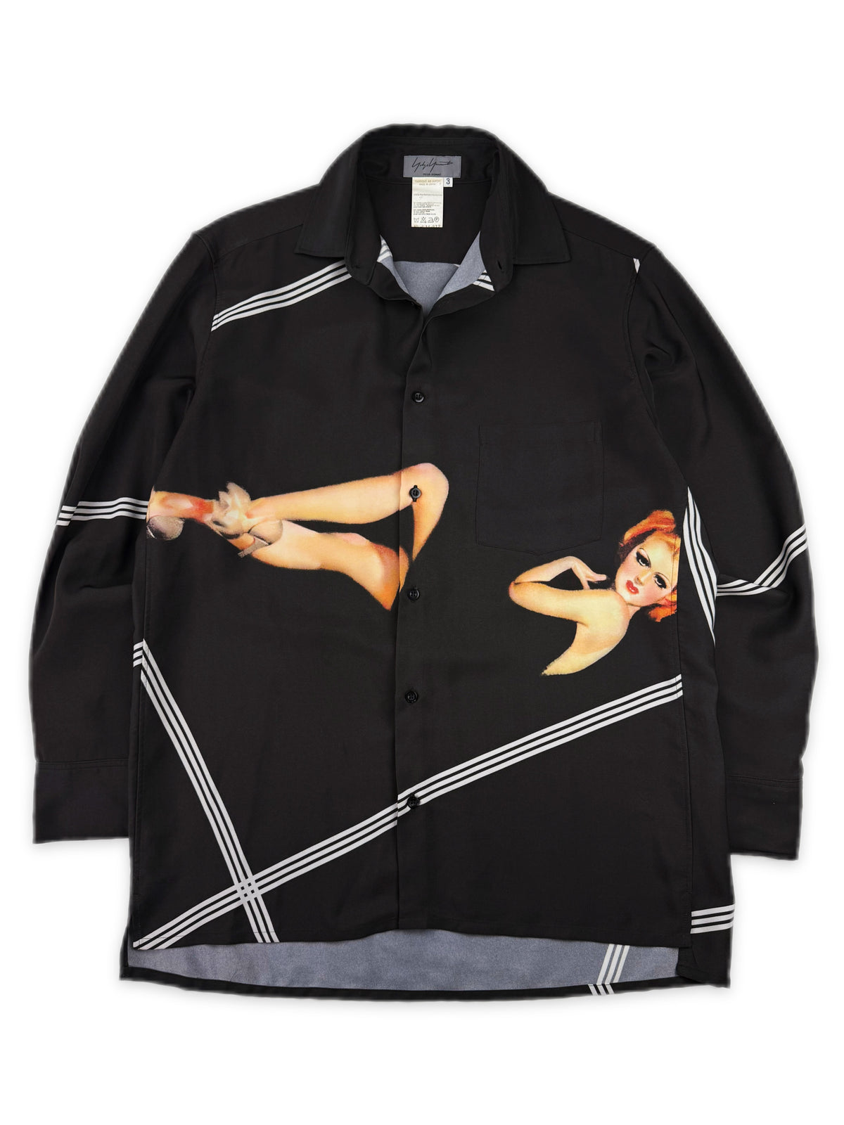 AW01 Yohji Yamamoto Pour Homme Concertina Striped Pin Up Button Up Shirt