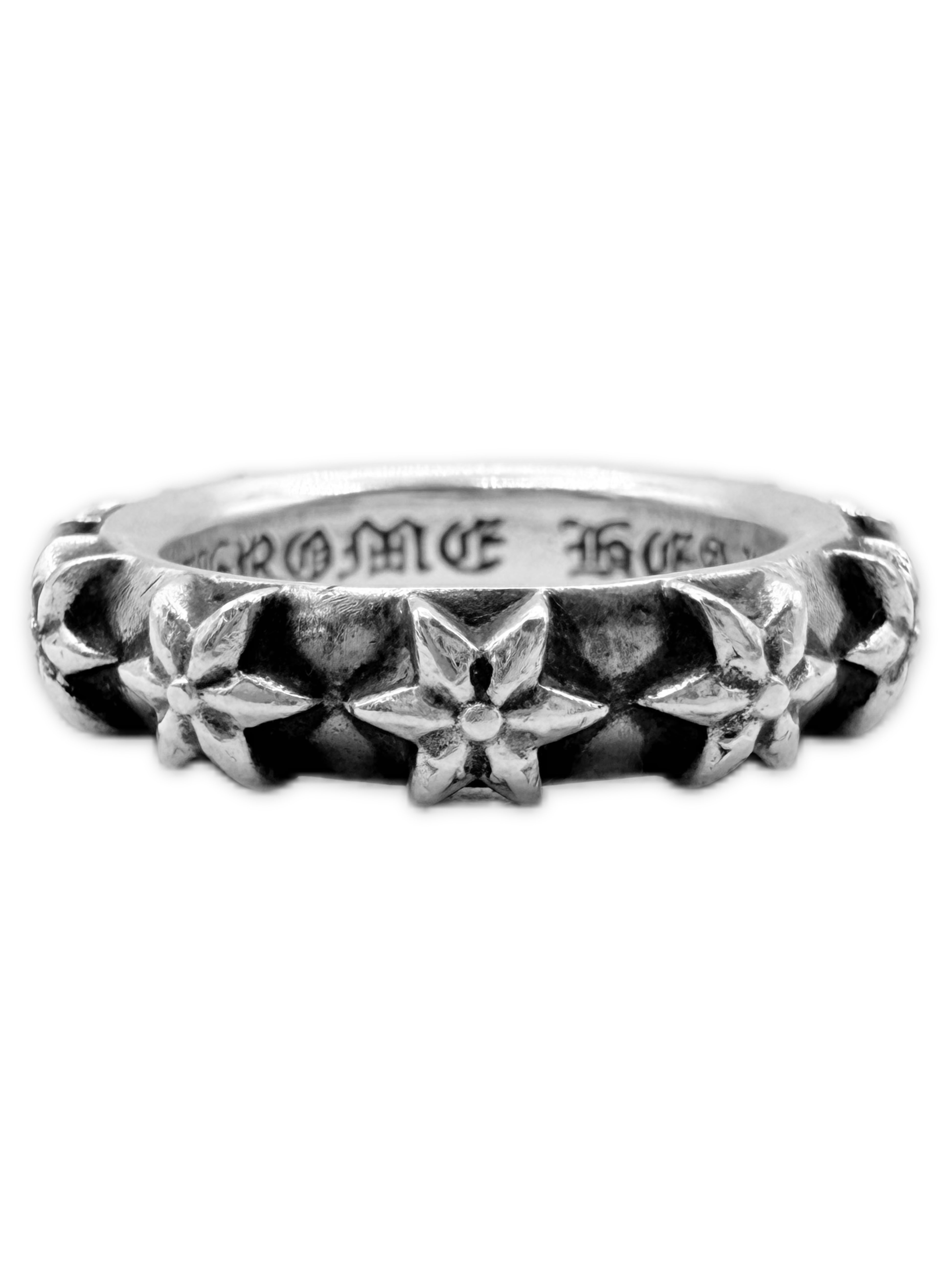 Chrome Hearts 6 Point Star Silver Etched Ring