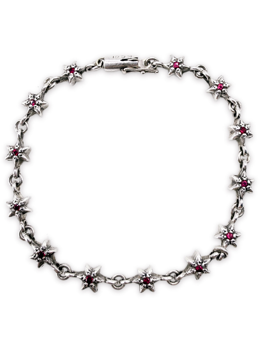 Chrome Hearts Ruby Factory Set 6 Point Tiny Star Silver Bracelet