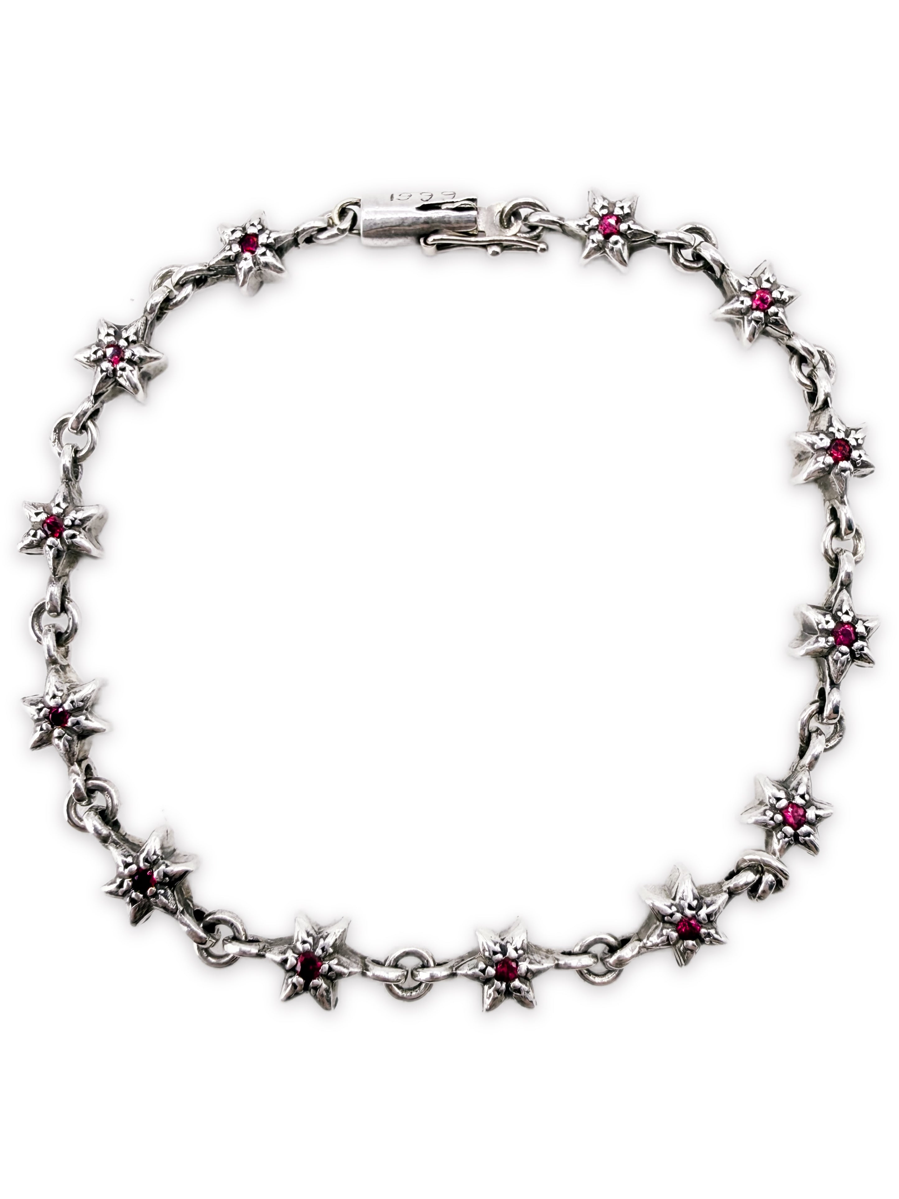 Chrome Hearts Ruby Factory Set 6 Point Tiny Star Silver Bracelet