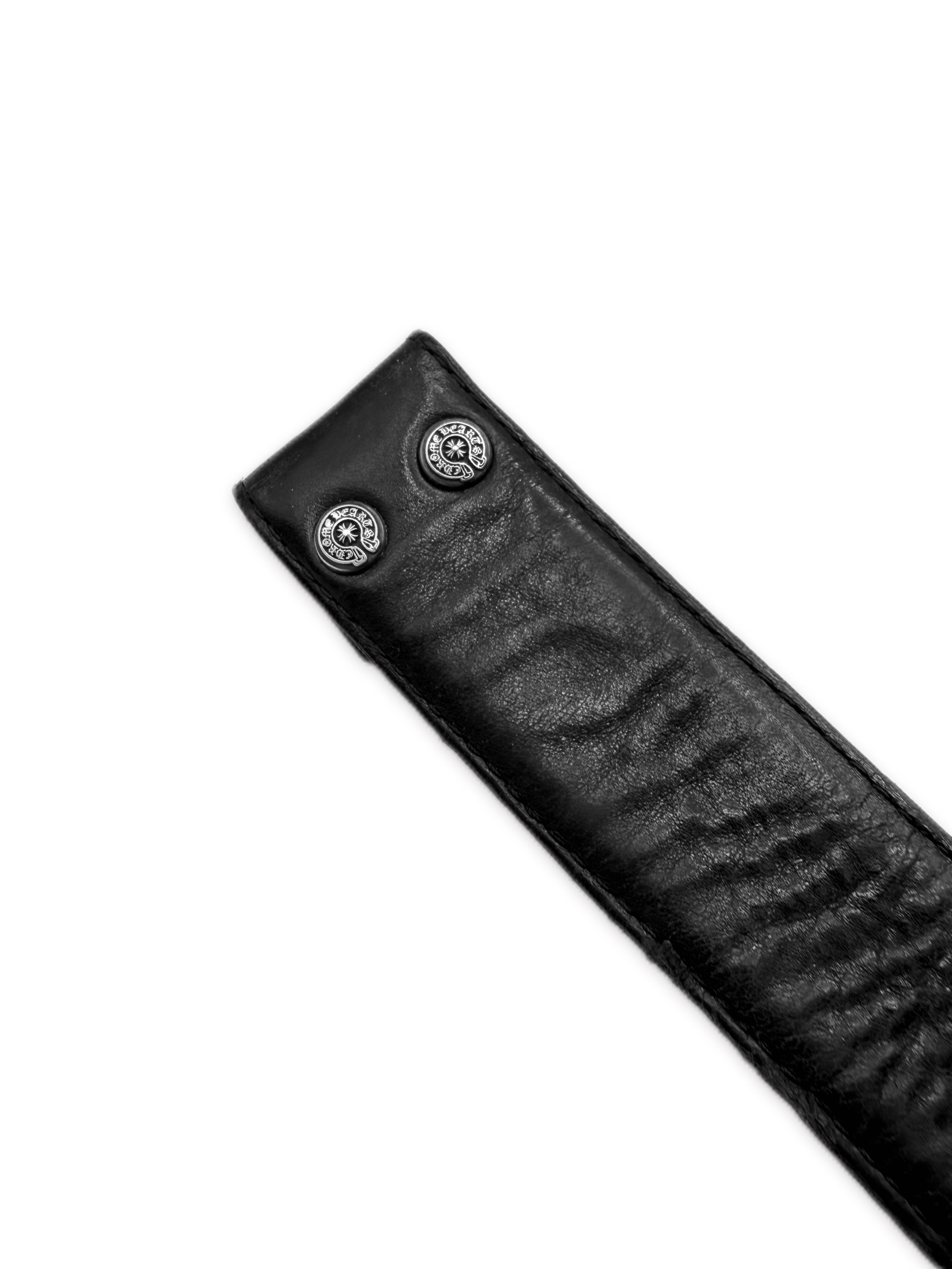 Chrome Hearts Black Leather .925 Silver Belt Strap