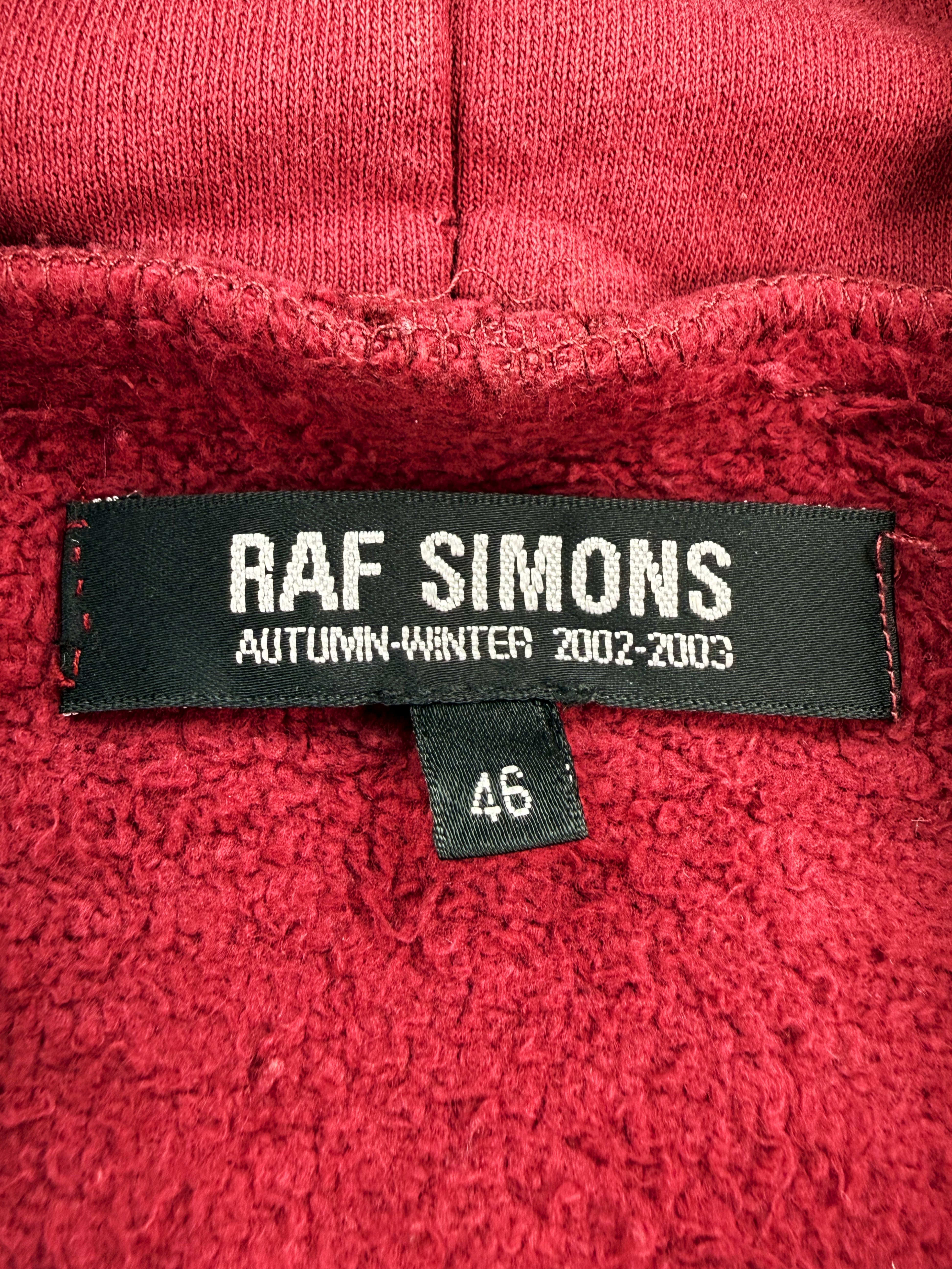 AW02 Raf Simons ‘Virginia Creeper’ Chest Logo Red Hoodie