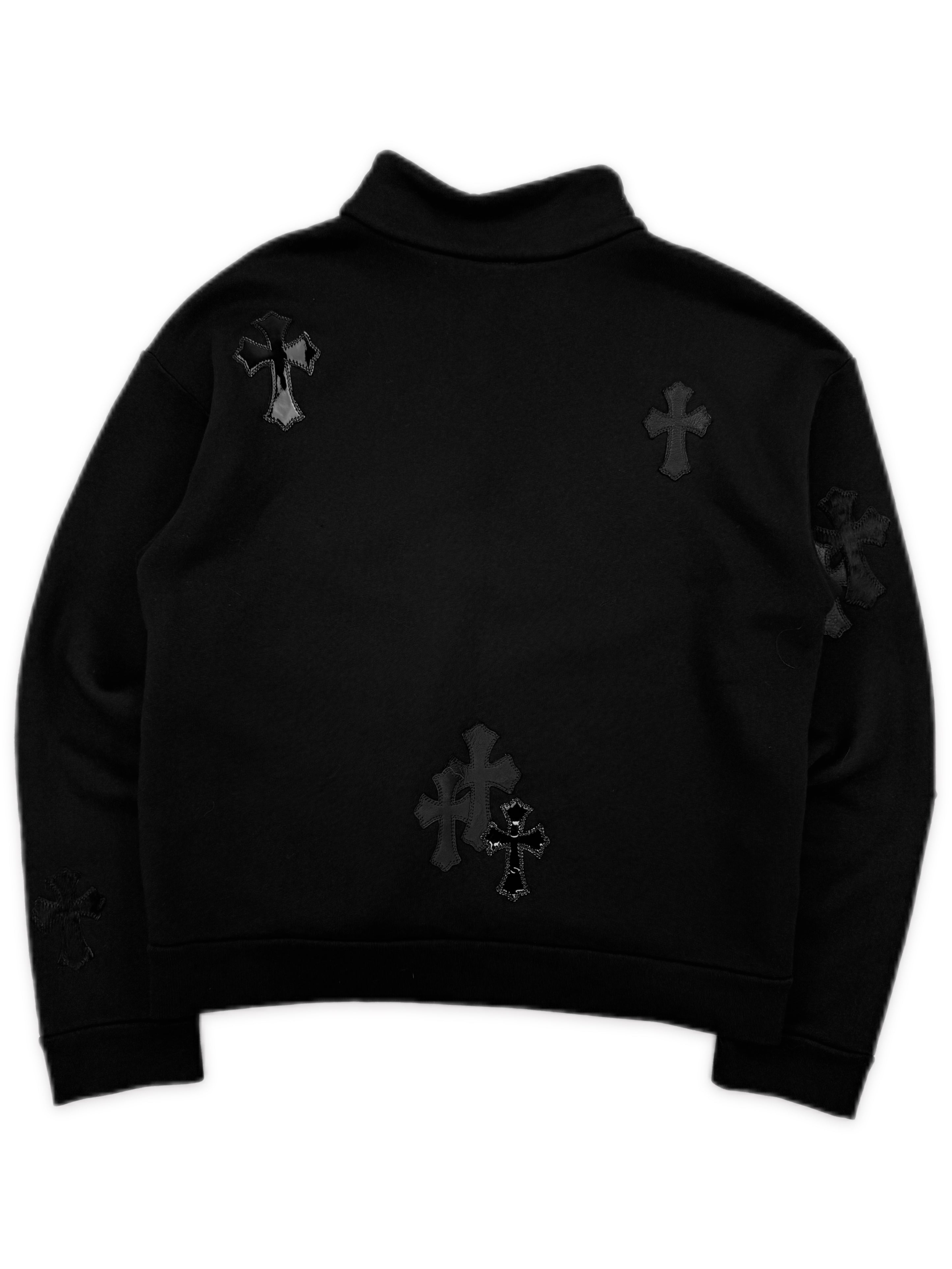 Chrome Hearts 15 Pony Hair Patent Leather Cross Patch Quarter Zip Sweater