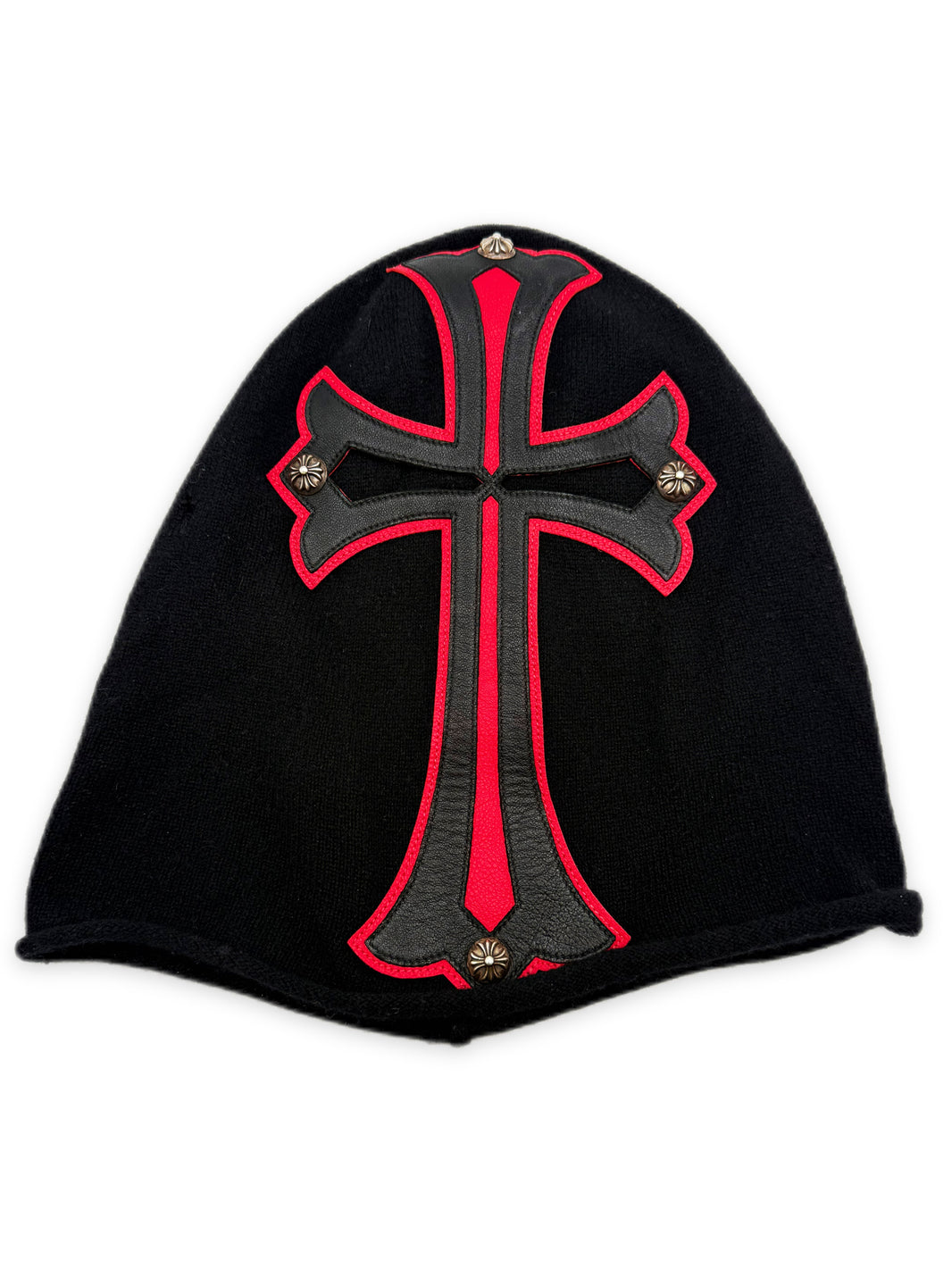 Chrome Hearts Cross Patch Leather Cashmere Balaclava Mask