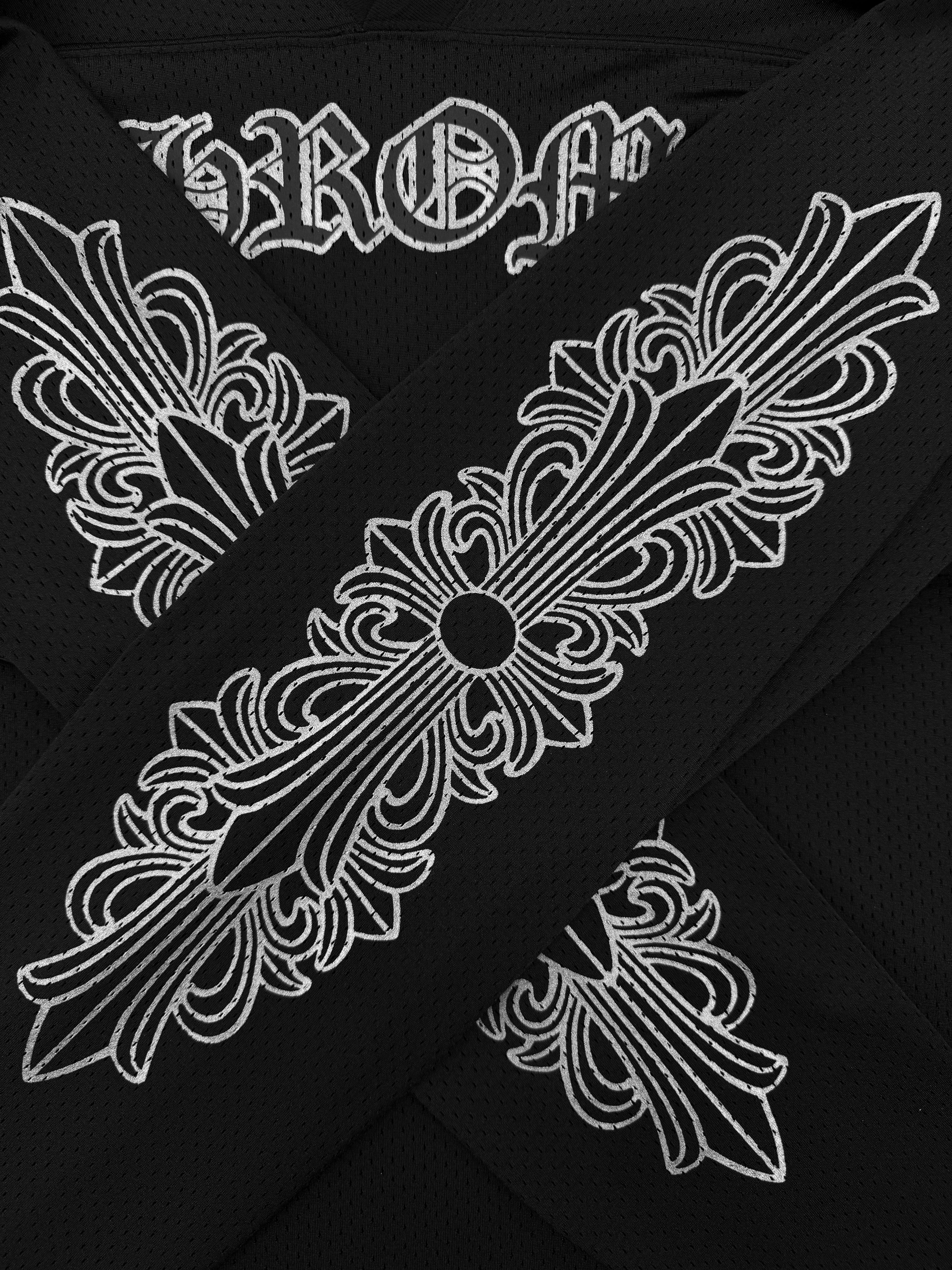 Chrome Hearts Floral Sleeve Mesh CH Black Long Sleeve Jersey