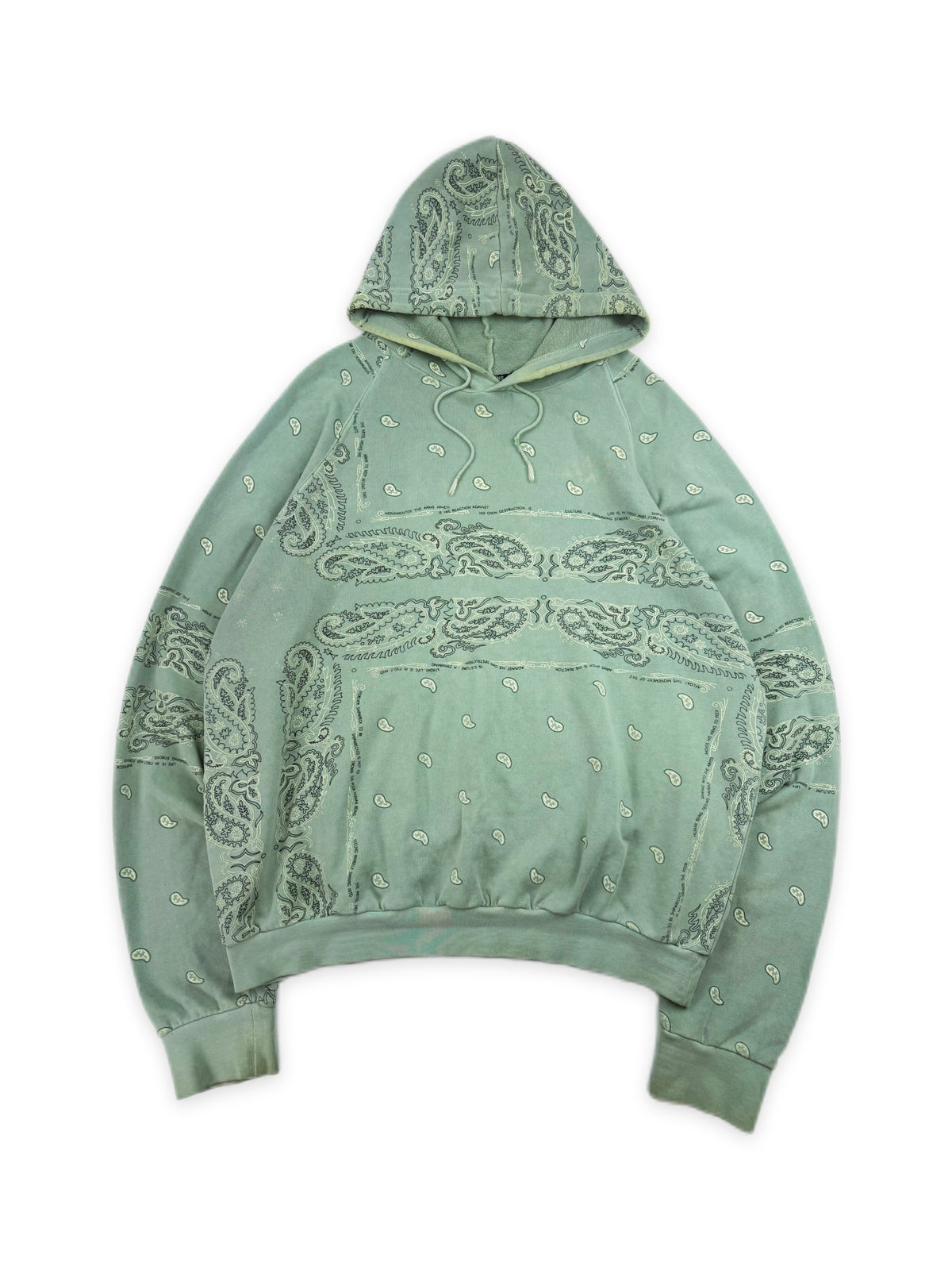 AW04 Raf Simons Waves Shipwreck Mint Green Paisley Hoodie