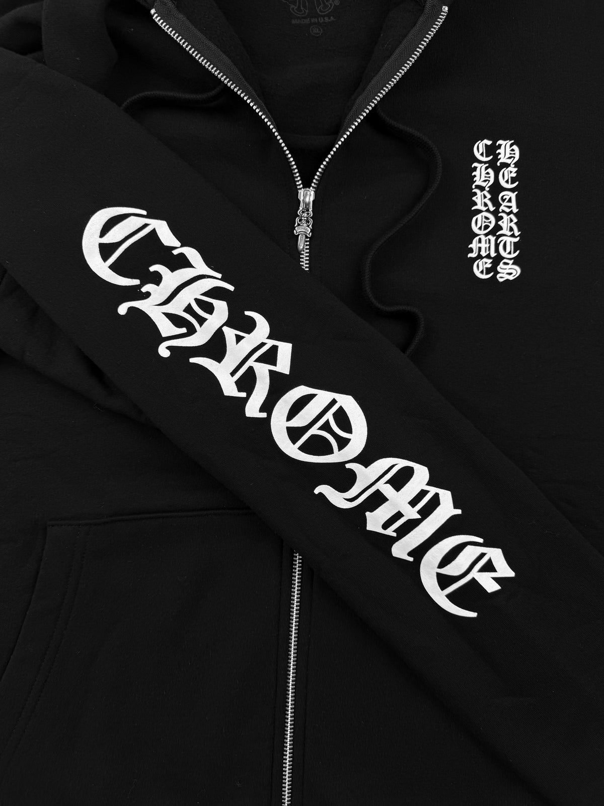 Chrome Hearts Deadstock Vertical Logo Black Zip Up Hoodie