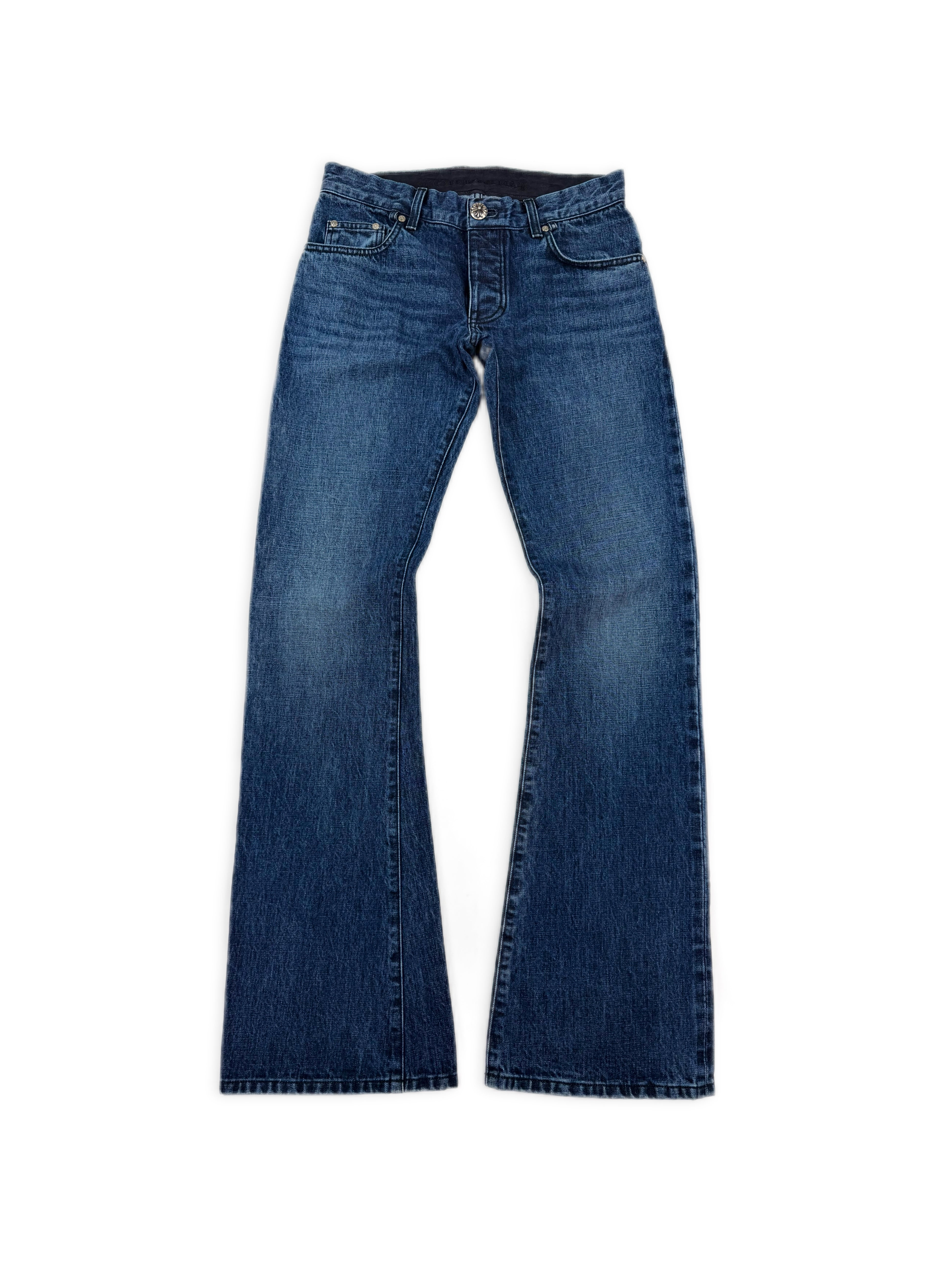 Chrome Hearts FU Dark Wash Flared .925 Silver Denim Jeans