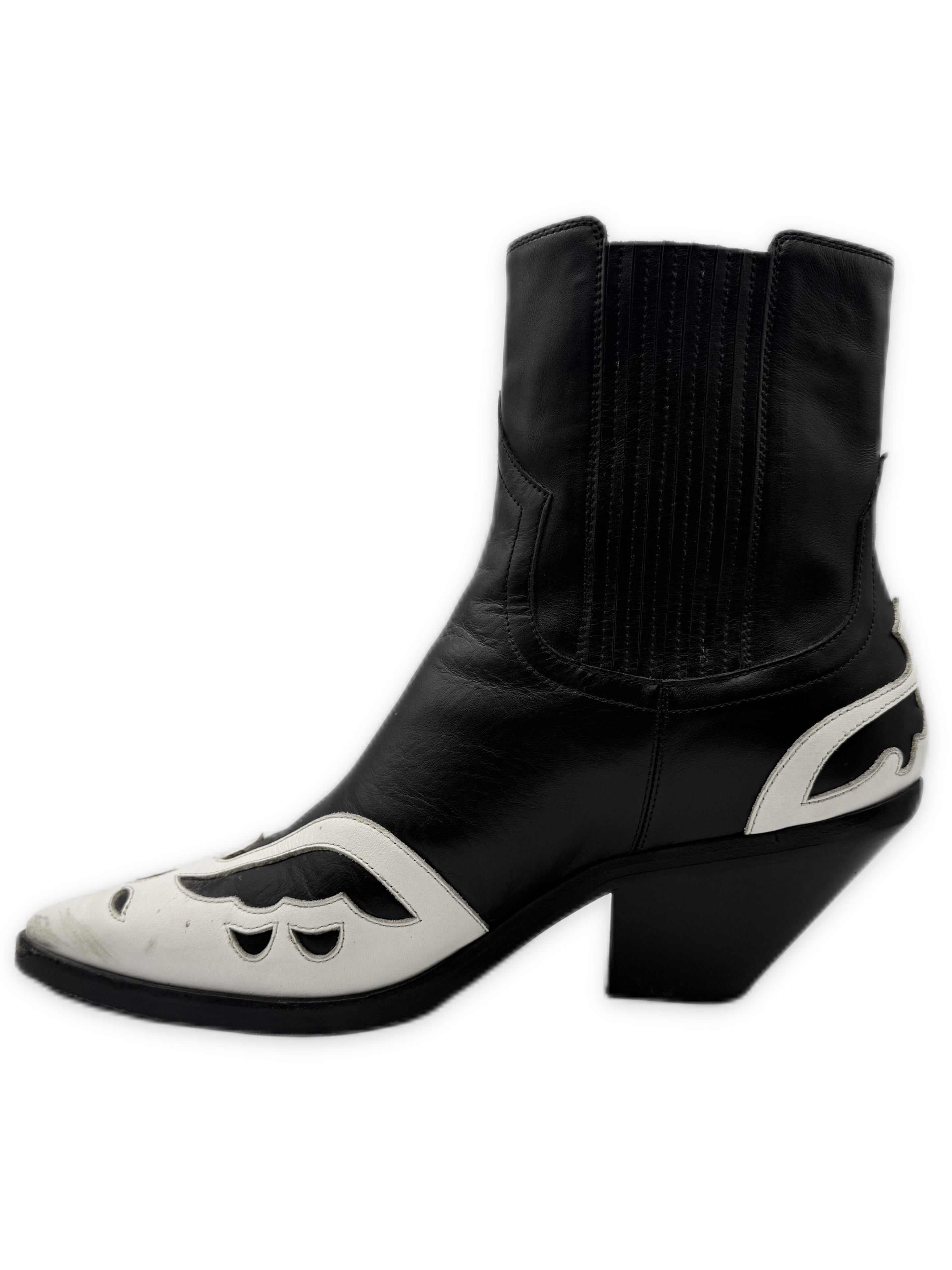 AW20 Enfants Riches Deprimes ‘Midnight’ Black & White Leather Cuban Boots