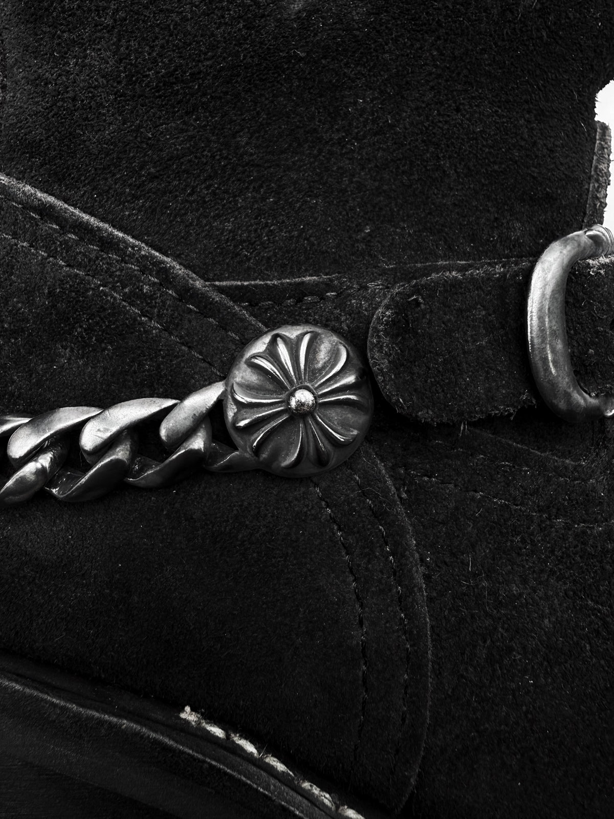 Chrome Hearts x Wesco Cuban Heel Suede Gunslinger Black Boots