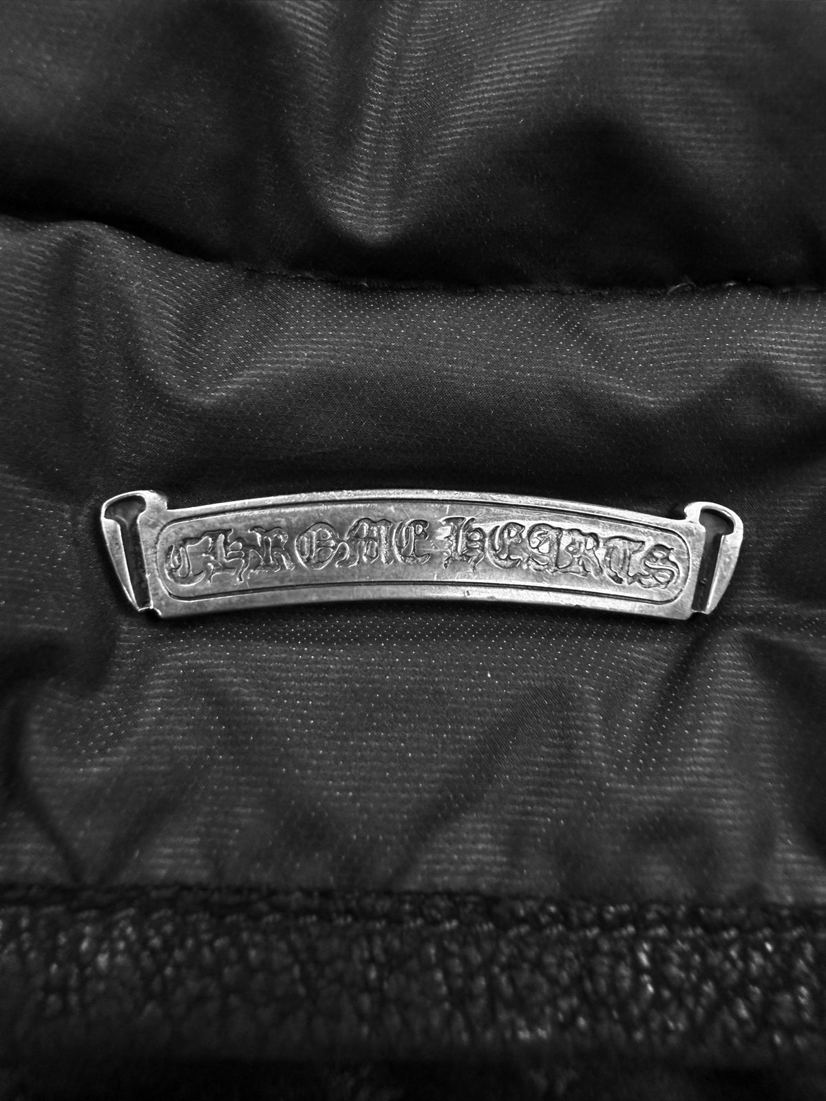 Chrome Hearts Fleur Nylon / Leather Dagger Zip Puffer Vest