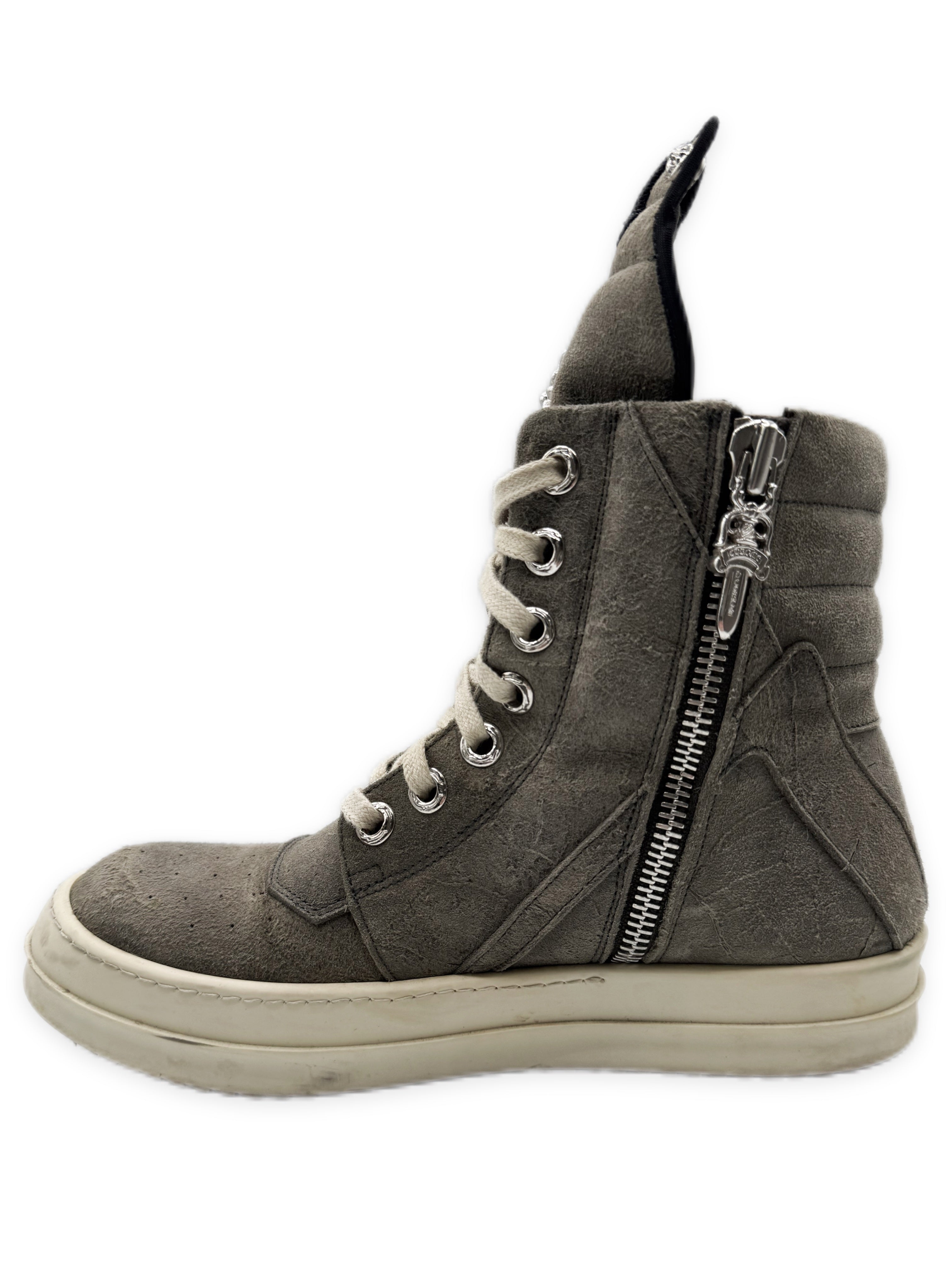 Chrome Hearts x Rick Owens Suede Rhodium Cross Geobasket Sneakers