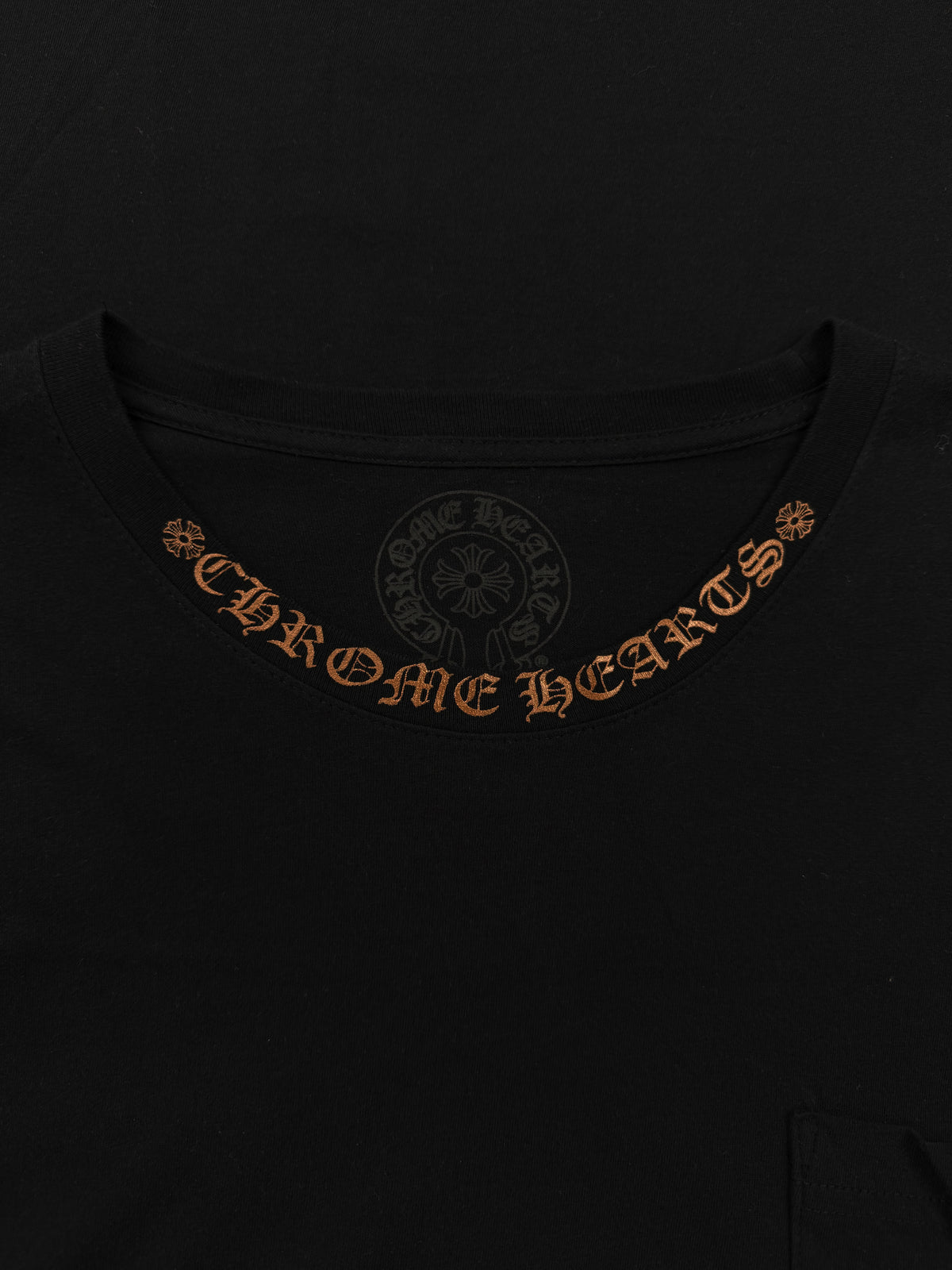 Chrome Hearts Sleeve Logo Orange Ringer Black Long Sleeve Shirt