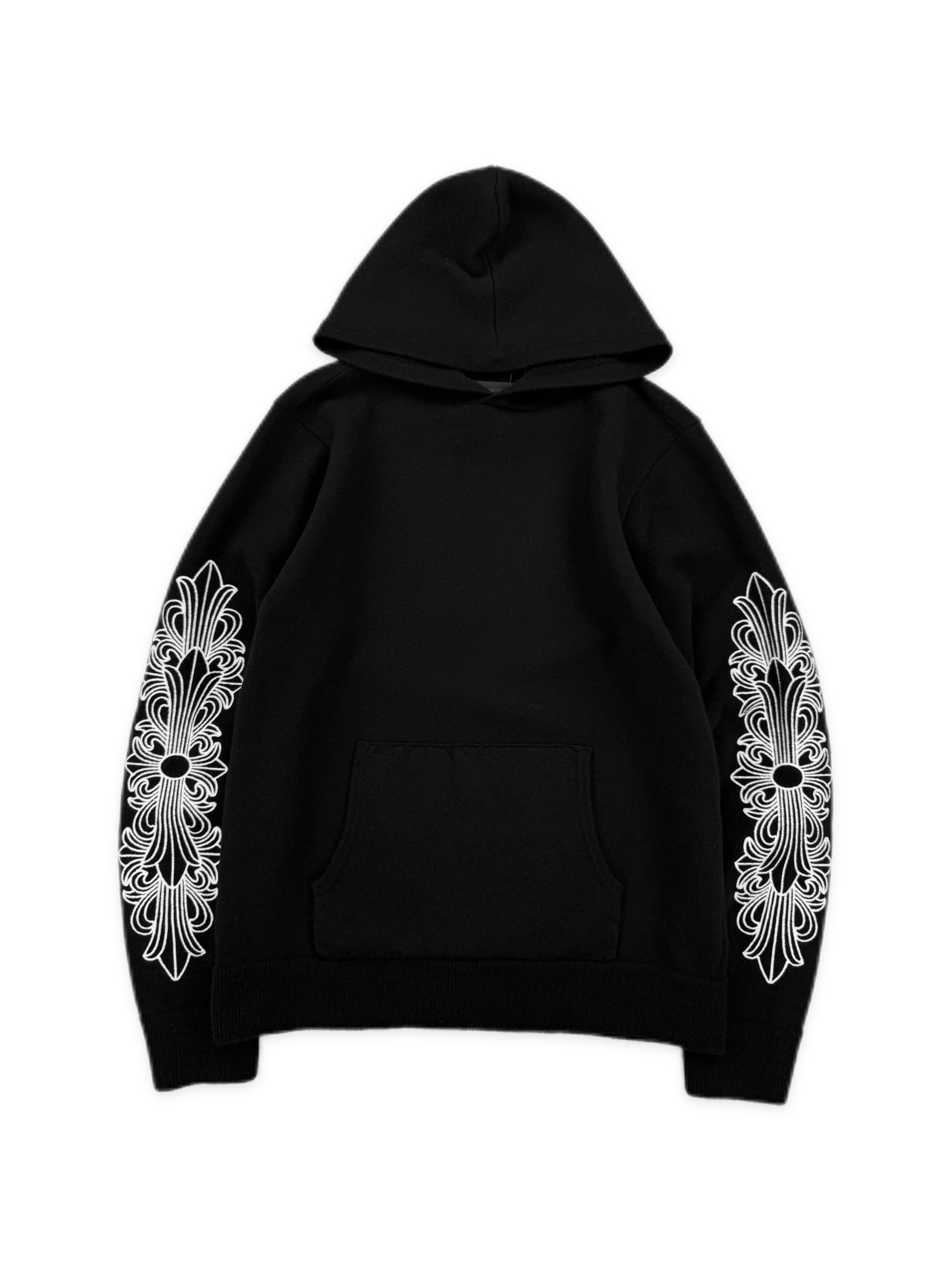 Chrome Hearts Floral Sleeve Cashmere Embroidered Black Hoodie