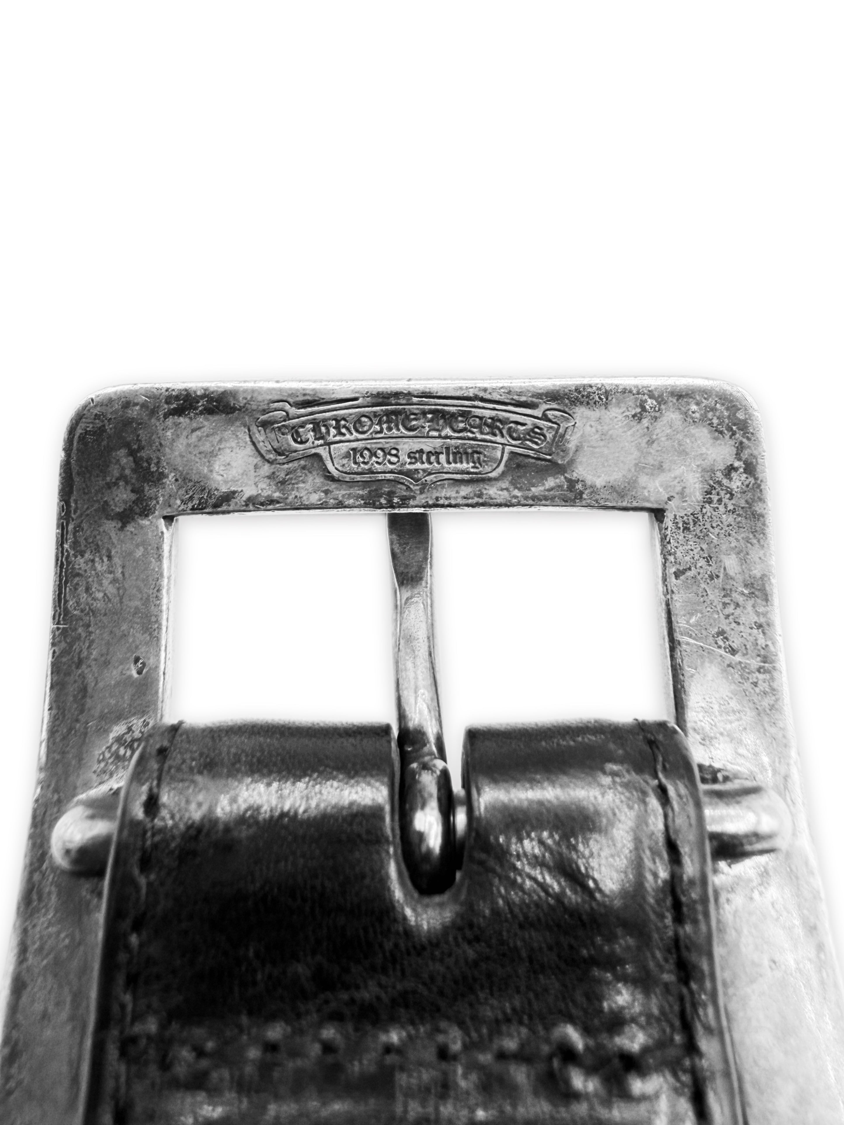 Chrome Hearts OTJ 3 Piece .925 Silver Black Leather Belt