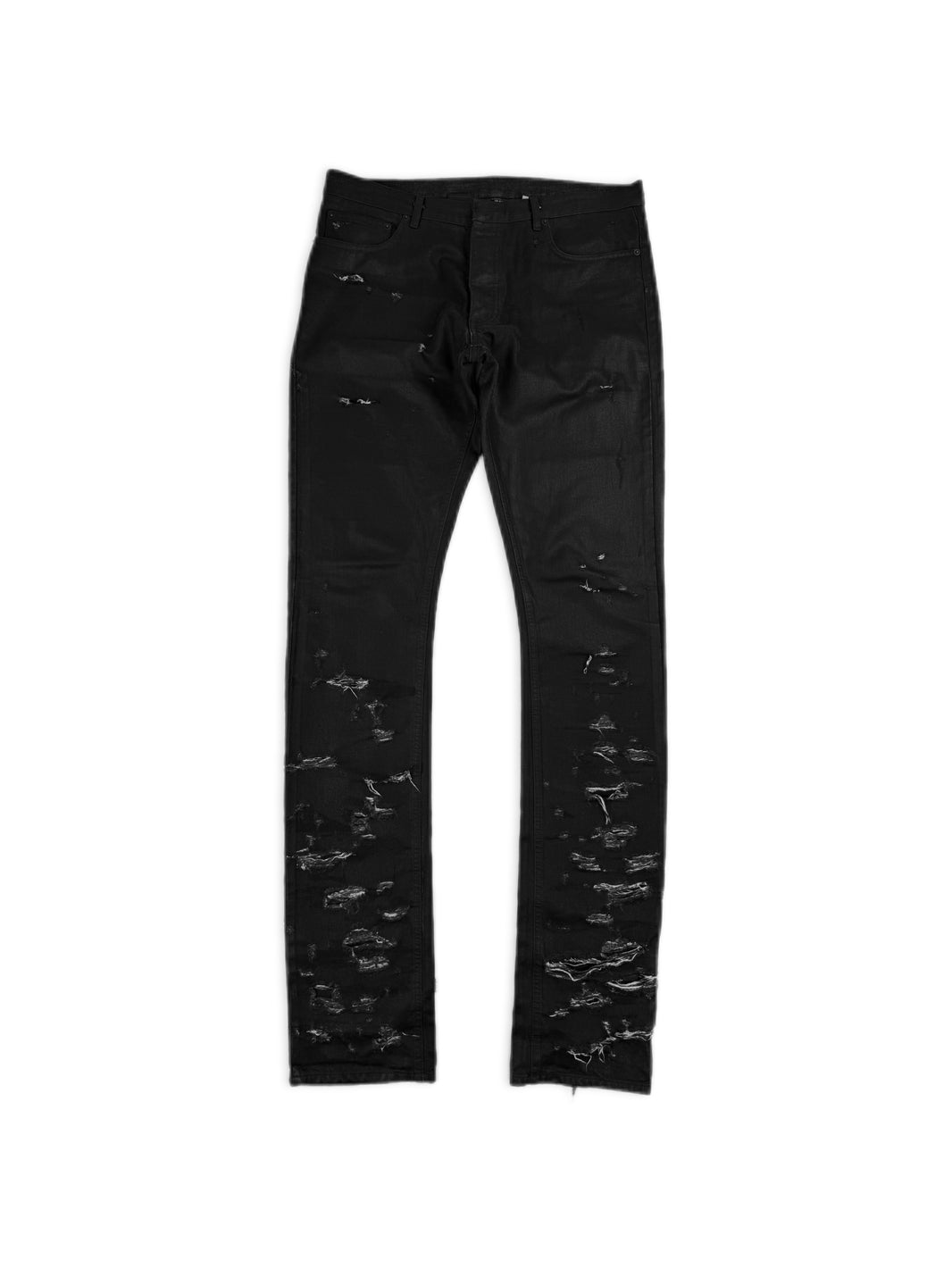 SS04 Dior Homme ‘Strip’ Runway Unaltered Distressed Wax Denim Jeans