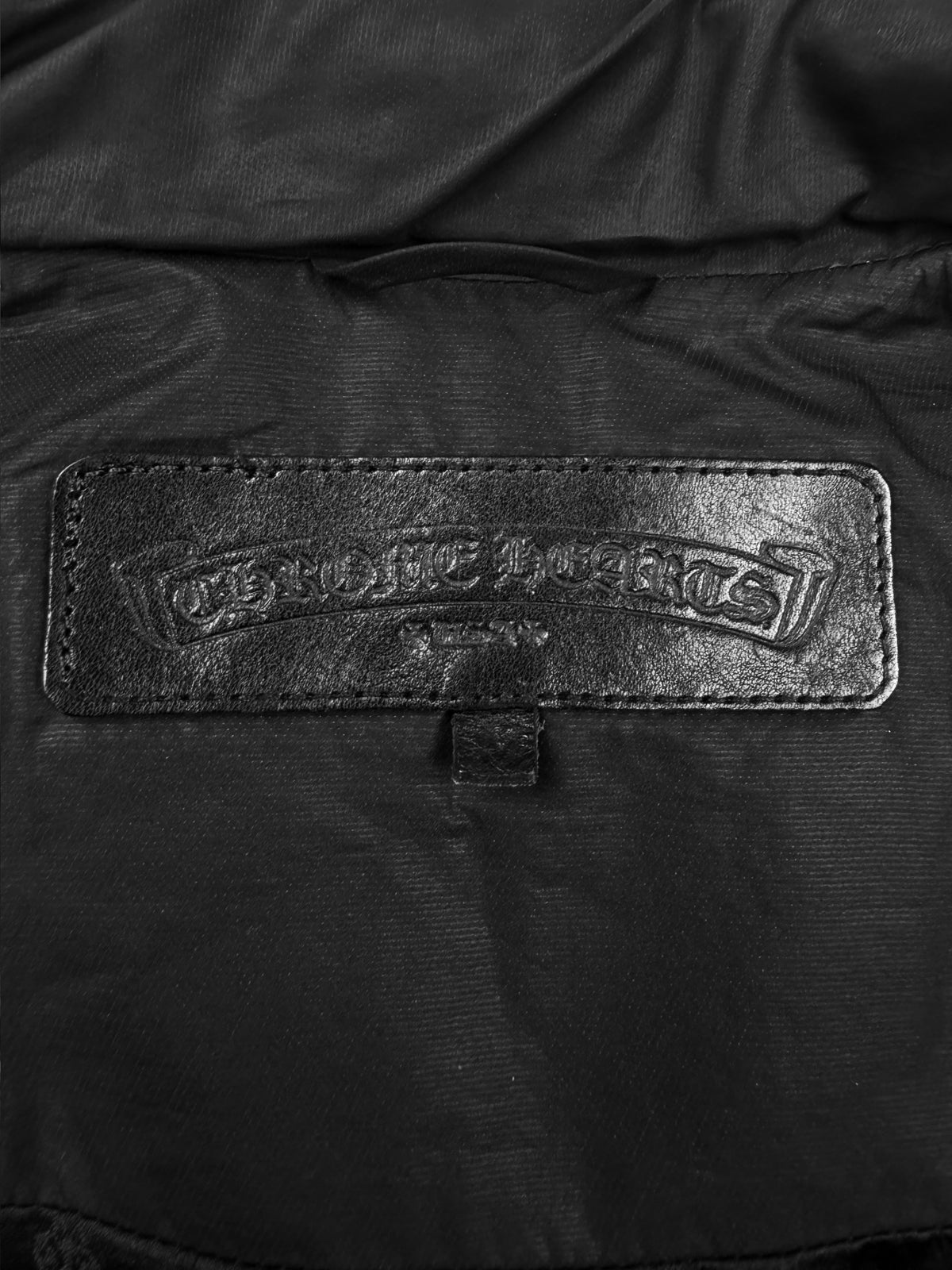 Chrome Hearts Fleur Nylon / Leather Dagger Zip Puffer Vest