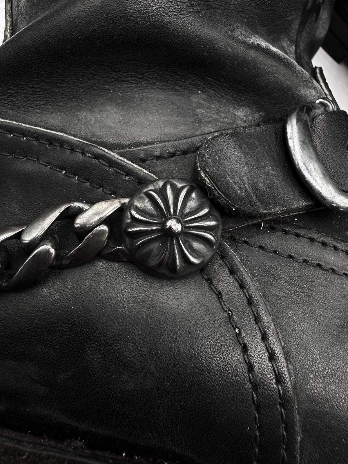 Chrome Hearts x Wesco Cuban Heel Cross Pendant Engineer Leather Boots