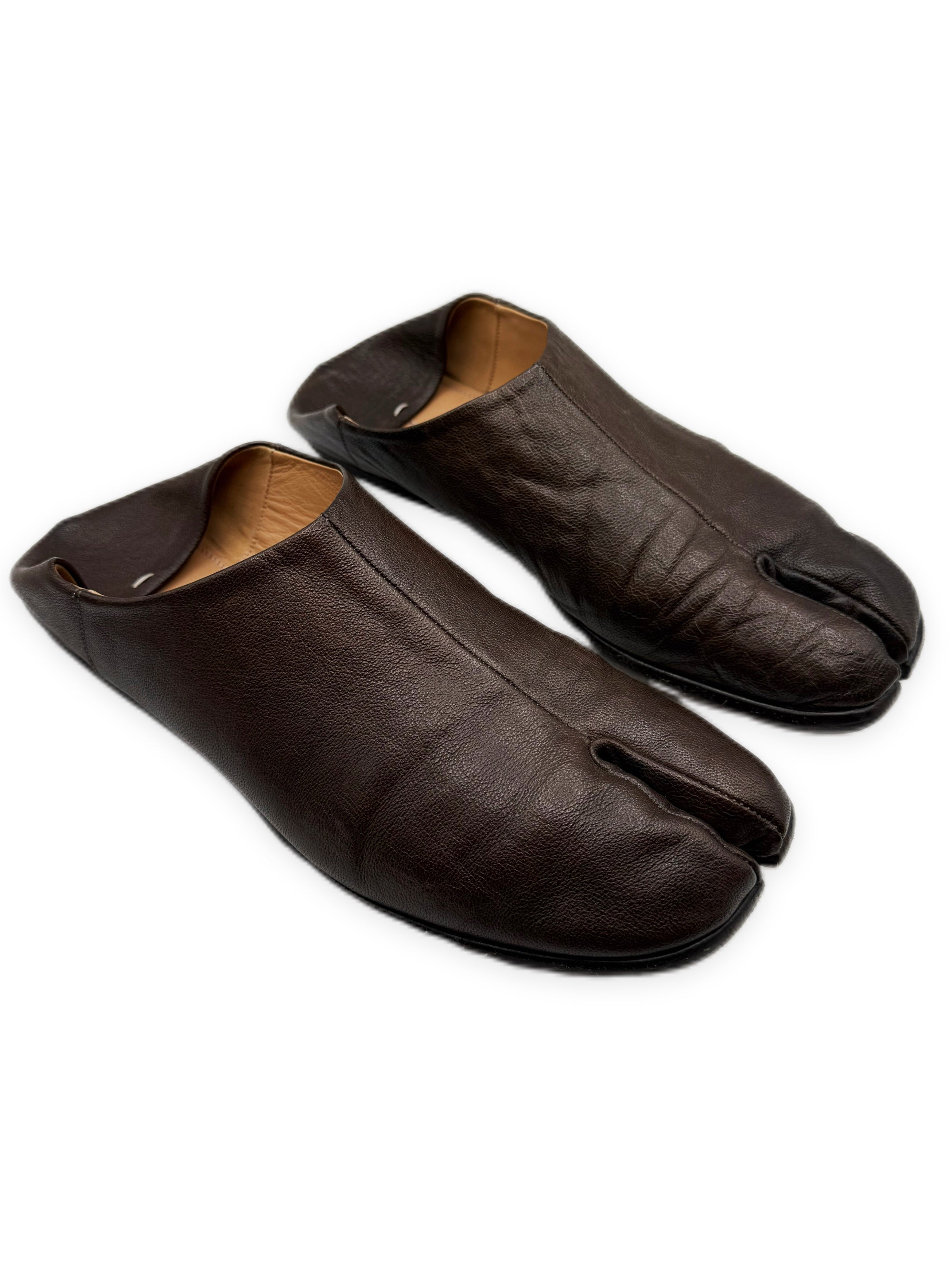 Maison Margiela Tabi Split Toe Brown Babouche Leather Loafer