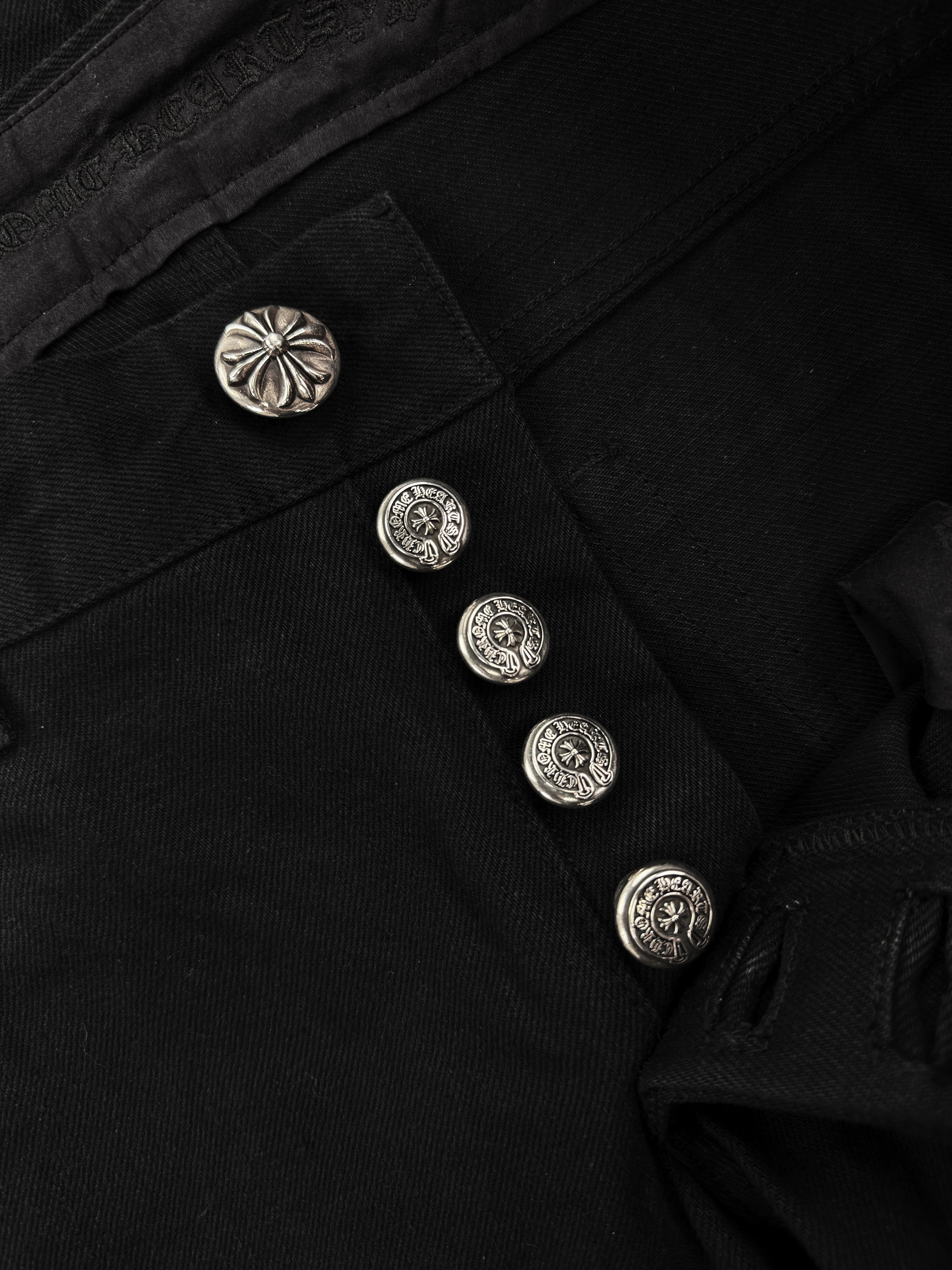 Chrome Hearts RS Cut Flared Long Black Denim Jeans