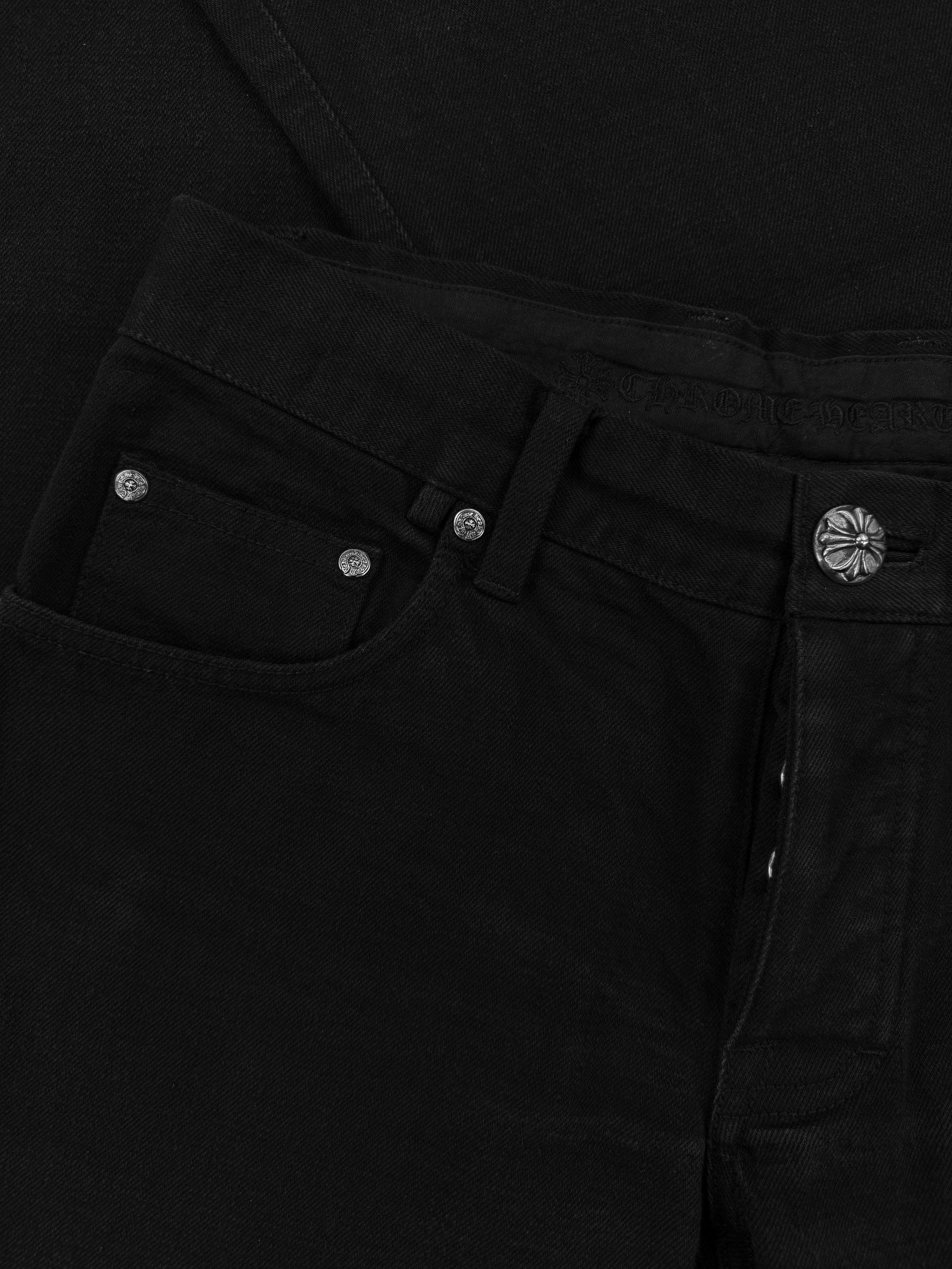 Chrome Hearts Flared Leg Black Long Denim Jeans
